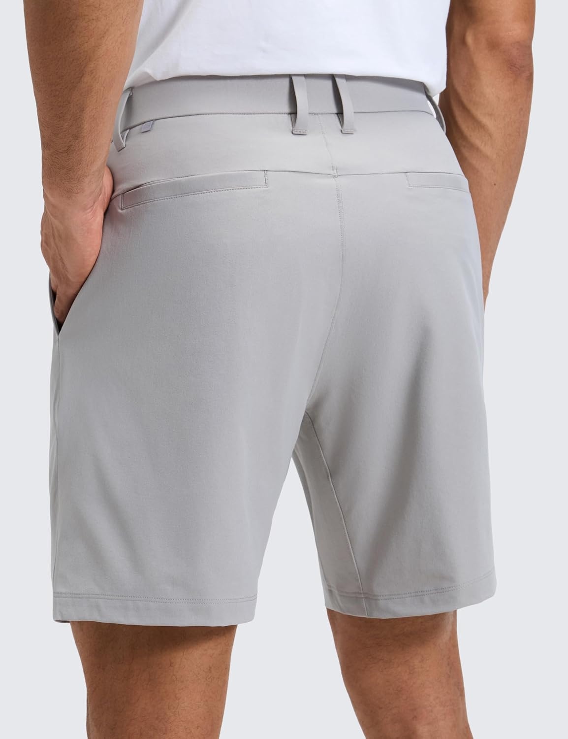 image:imageCRZ YOGA Breeze Comfy Golf Shorts for Men 7 Lightweight Quick Dry Casual Athletic Work Flat Front with PocketsLinen Grey