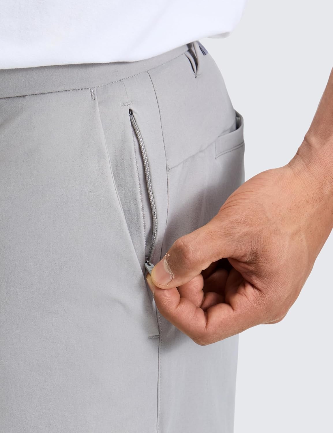 image:imageCRZ YOGA Breeze Comfy Golf Shorts for Men 7 Lightweight Quick Dry Casual Athletic Work Flat Front with PocketsLinen Grey