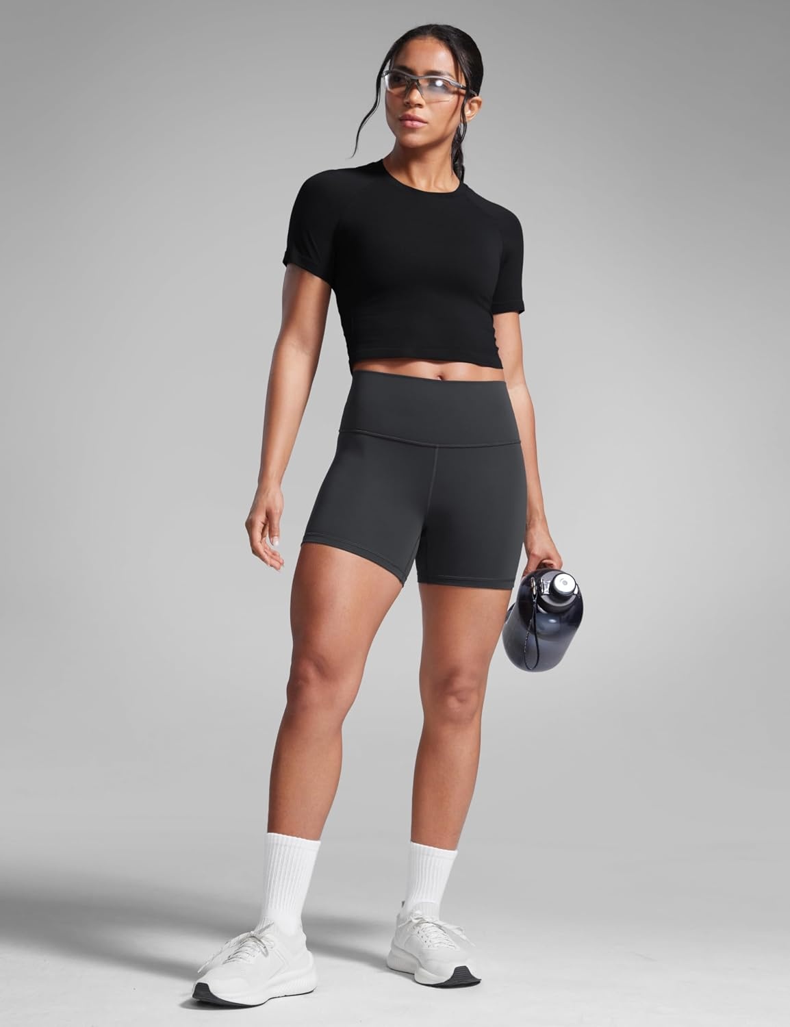 image:imageCRZ YOGA Butterbreeze Athletic Biker Shorts 4 High Waisted Workout Gym Volleyball Running Yoga Tummy Control WomensMysterious Grey