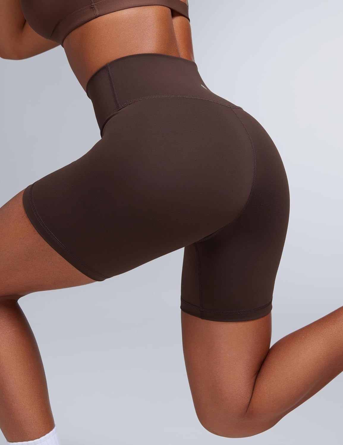 image:imageCRZ YOGA Butterbreeze Athletic Biker Shorts 6 High Waisted Workout Gym Volleyball Running Yoga Tummy Control WomensHot Fudge Brown