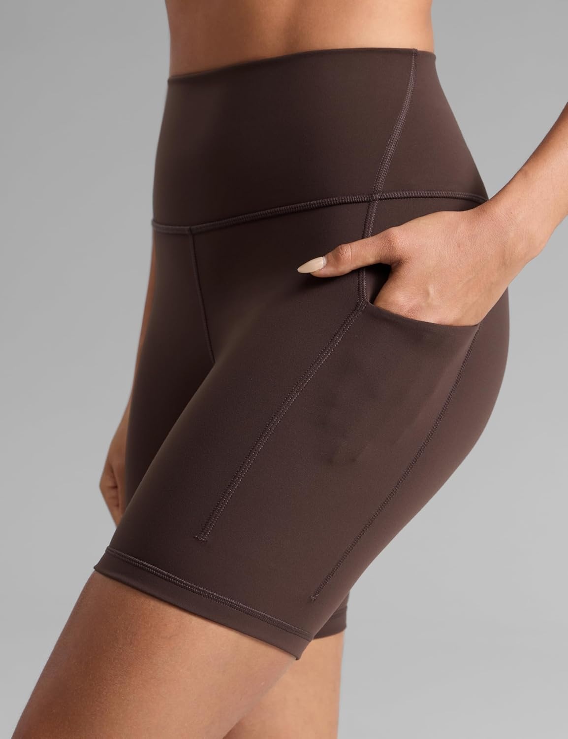 image:imageCRZ YOGA Butterbreeze Athletic Biker Shorts Pockets 6 High Waist Workout Gym Volleyball Running Yoga WomensHot Fudge Brown