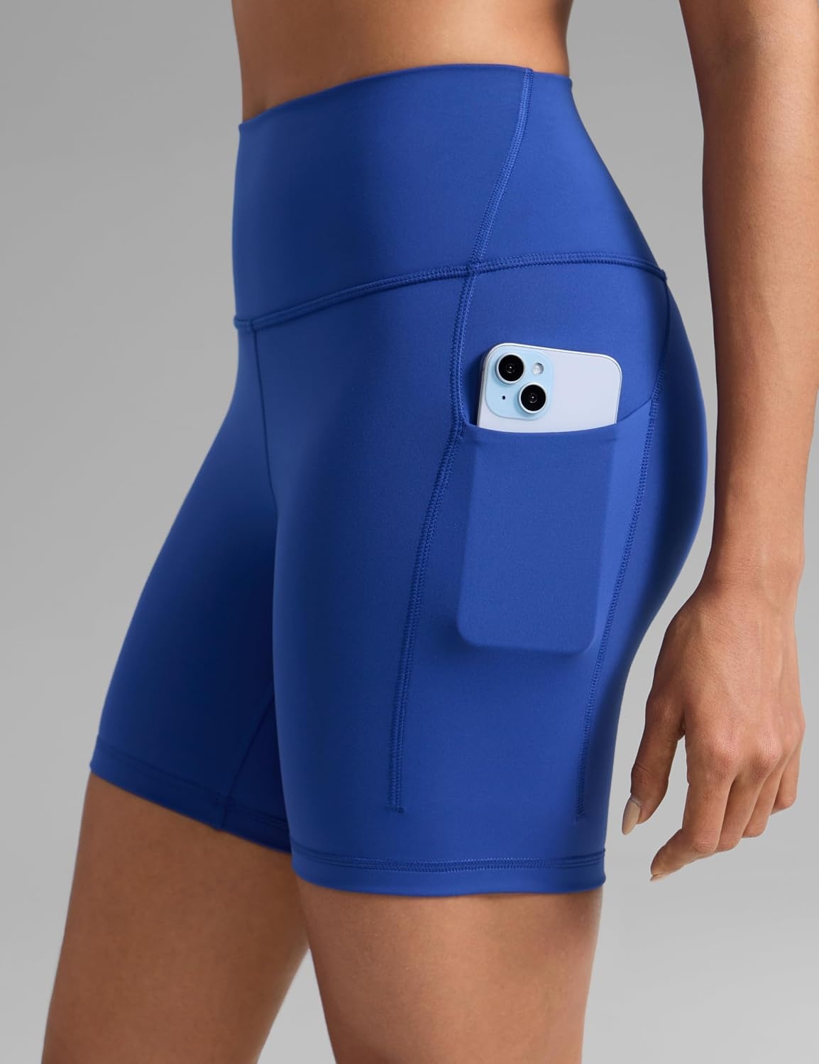 image:imageCRZ YOGA Butterbreeze Athletic Biker Shorts Pockets 6 High Waist Workout Gym Volleyball Running Yoga WomensWaves Blue