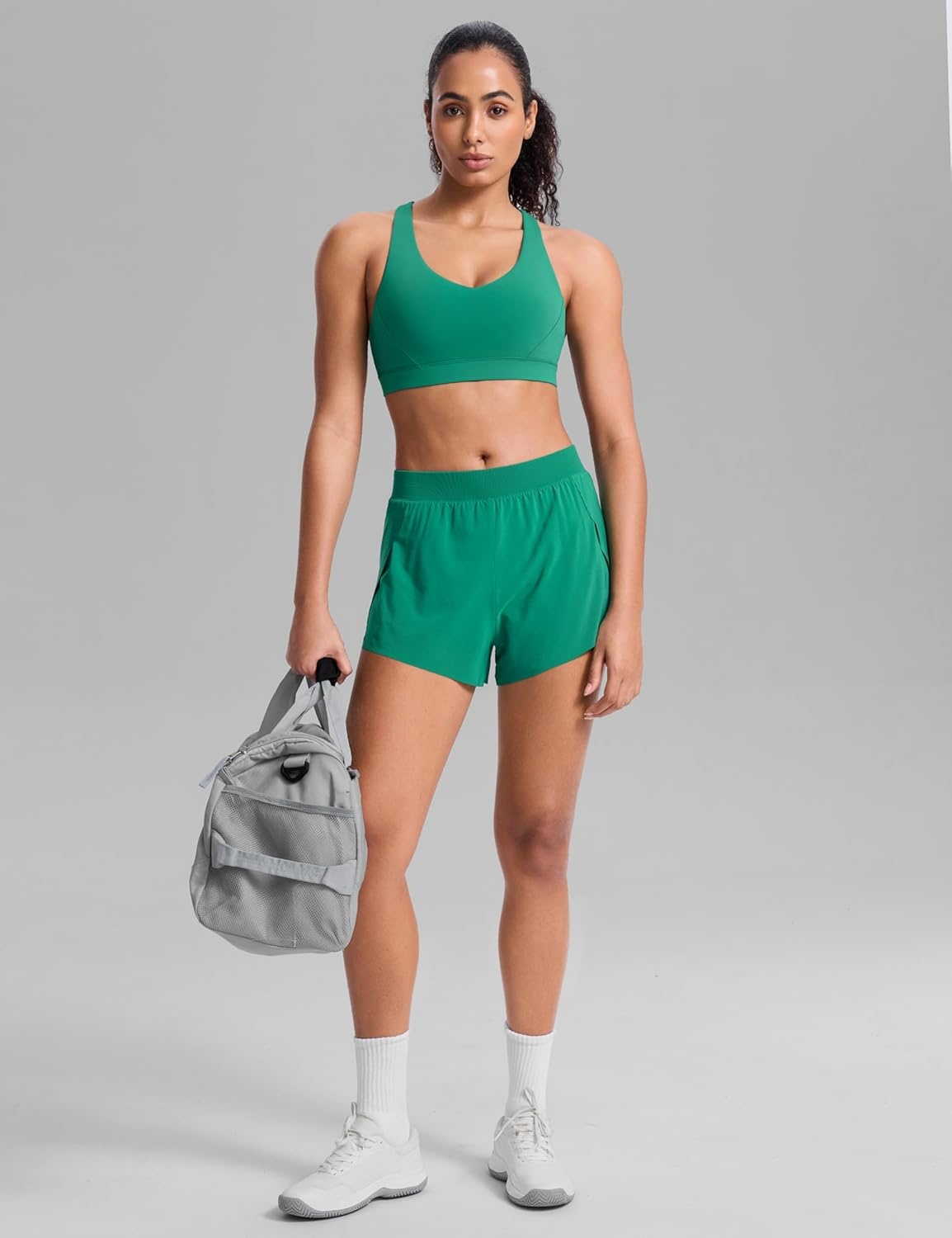 image:imageCRZ YOGA Butterbreeze Criss Cross Back Sports Bras for Women V Neck Adjustable Straps Padded Workout Training Crop TopCascadia Green