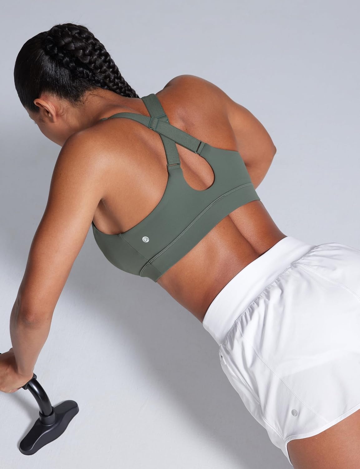 image:imageCRZ YOGA Butterbreeze Criss Cross Back Sports Bras for Women V Neck Adjustable Straps Padded Workout Training Crop TopGrey Sage