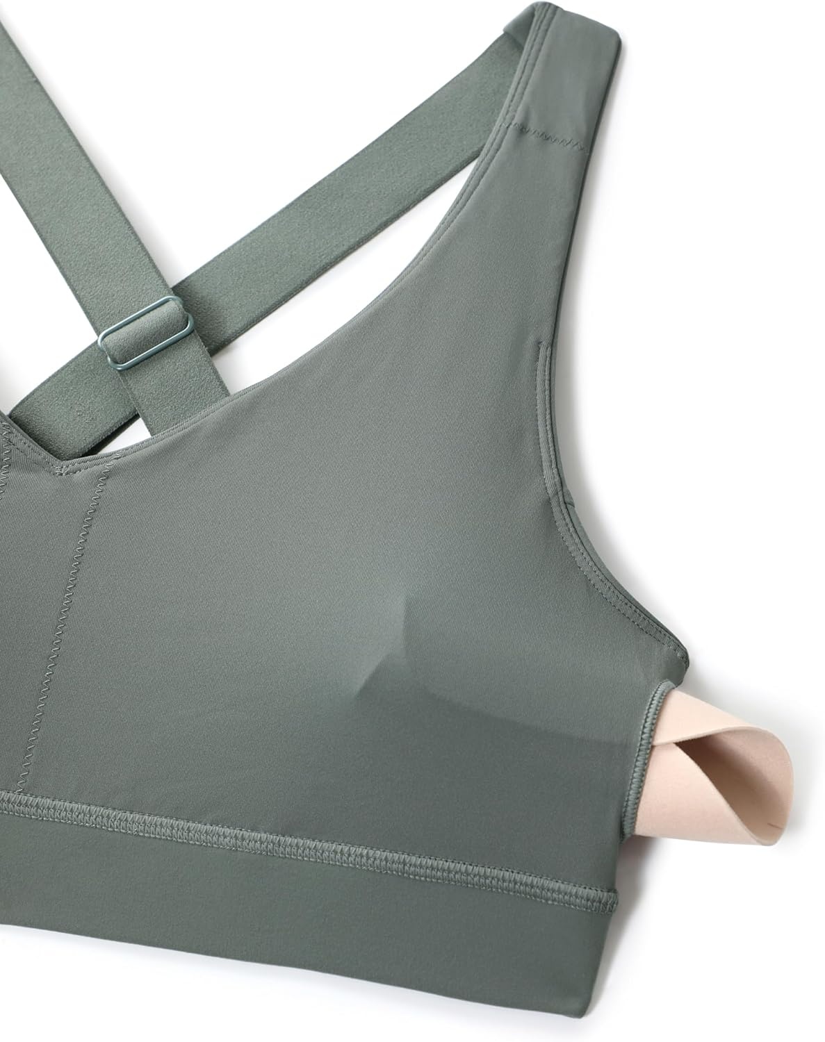 image:imageCRZ YOGA Butterbreeze Criss Cross Back Sports Bras for Women V Neck Adjustable Straps Padded Workout Training Crop TopGrey Sage