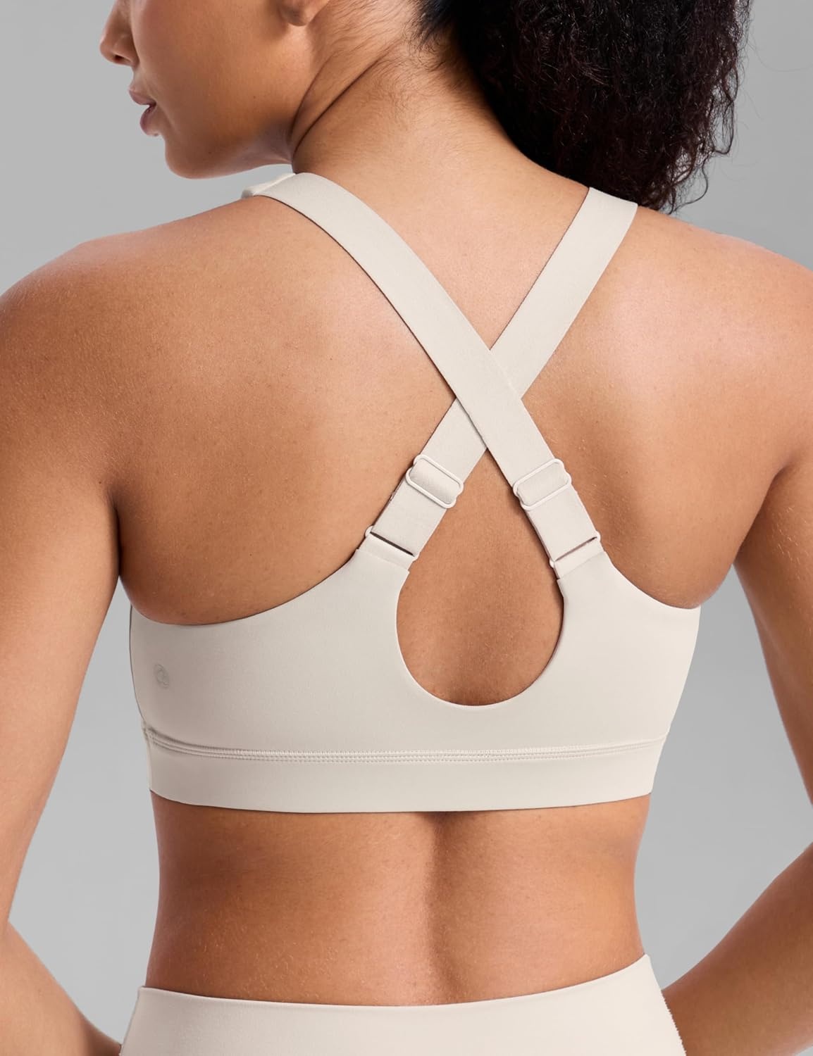 image:imageCRZ YOGA Butterbreeze Criss Cross Back Sports Bras for Women V Neck Adjustable Straps Padded Workout Training Crop TopMojave Tan