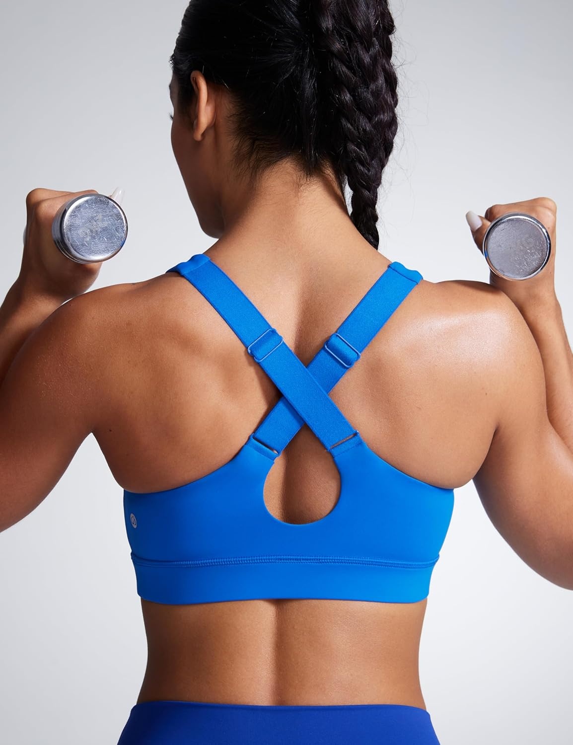 image:imageCRZ YOGA Butterbreeze Criss Cross Back Sports Bras for Women V Neck Adjustable Straps Padded Workout Training Crop TopSparkle Blue