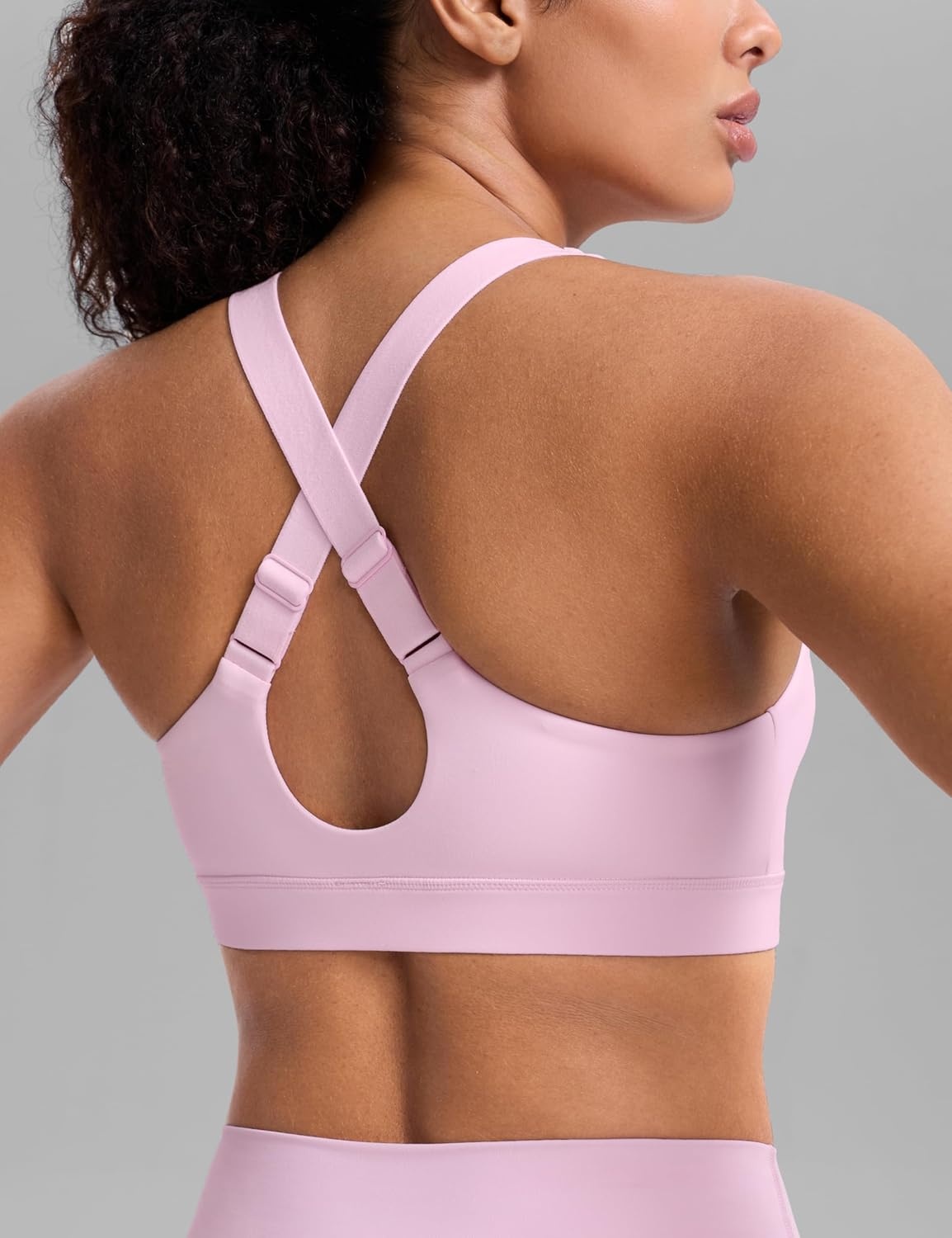 image:imageCRZ YOGA Butterbreeze Criss Cross Back Sports Bras for Women V Neck Adjustable Straps Padded Workout Training Crop TopStrawberry Pink