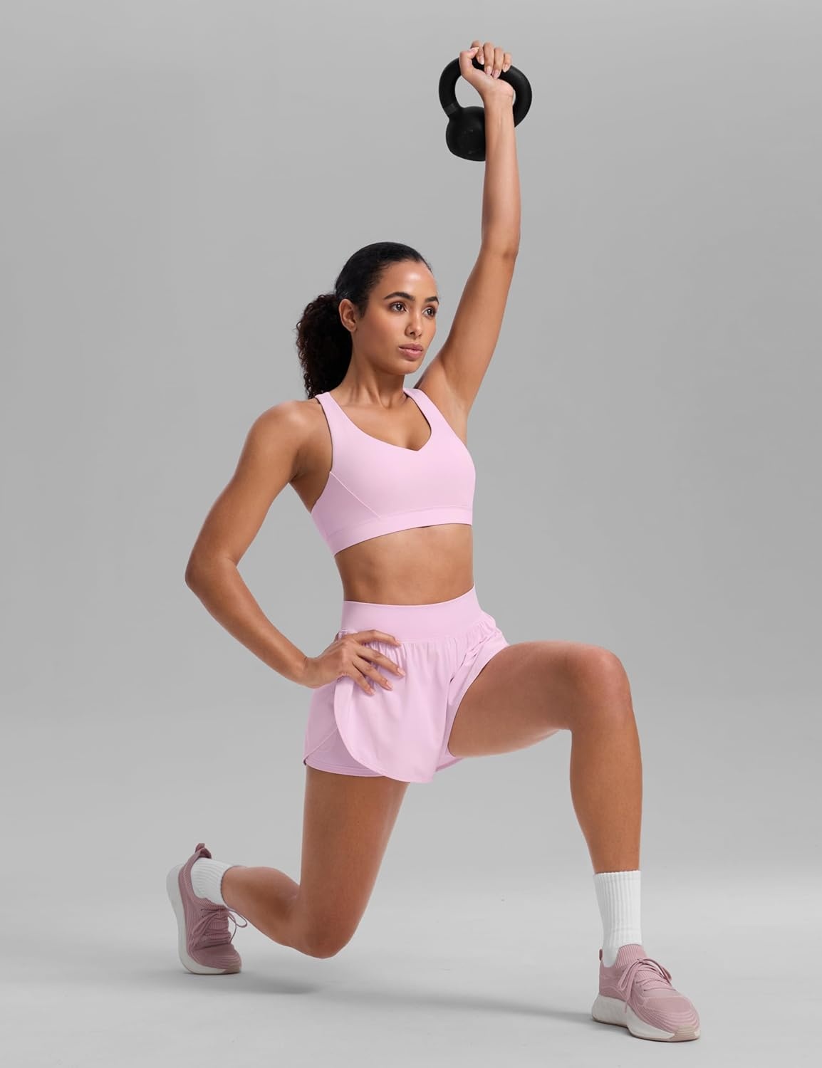 image:imageCRZ YOGA Butterbreeze Criss Cross Back Sports Bras for Women V Neck Adjustable Straps Padded Workout Training Crop TopStrawberry Pink
