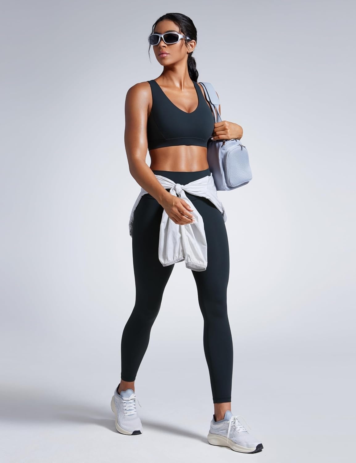 image:imageCRZ YOGA Butterbreeze Criss Cross Back Sports Bras for Women V Neck Adjustable Straps Padded Workout Training Crop TopTrue Navy