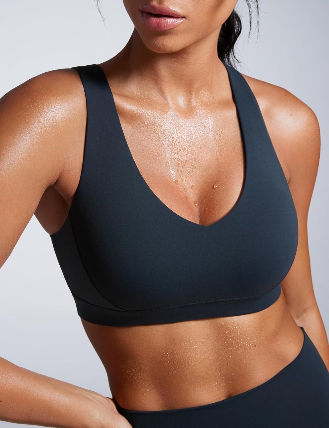 image:imageCRZ YOGA Butterbreeze Criss Cross Back Sports Bras for Women V Neck Adjustable Straps Padded Workout Training Crop TopTrue Navy