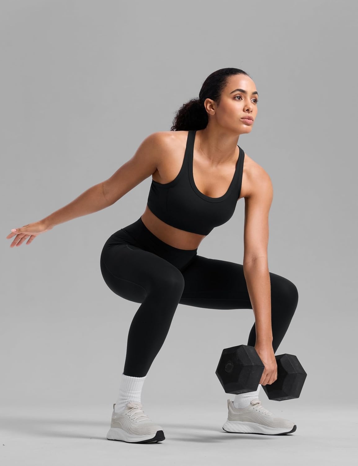 image:imageCRZ YOGA Butterbreeze Racerback Sports Bras for Women Training Medium Impact Padded U Neck Crop Gym TopsBlack