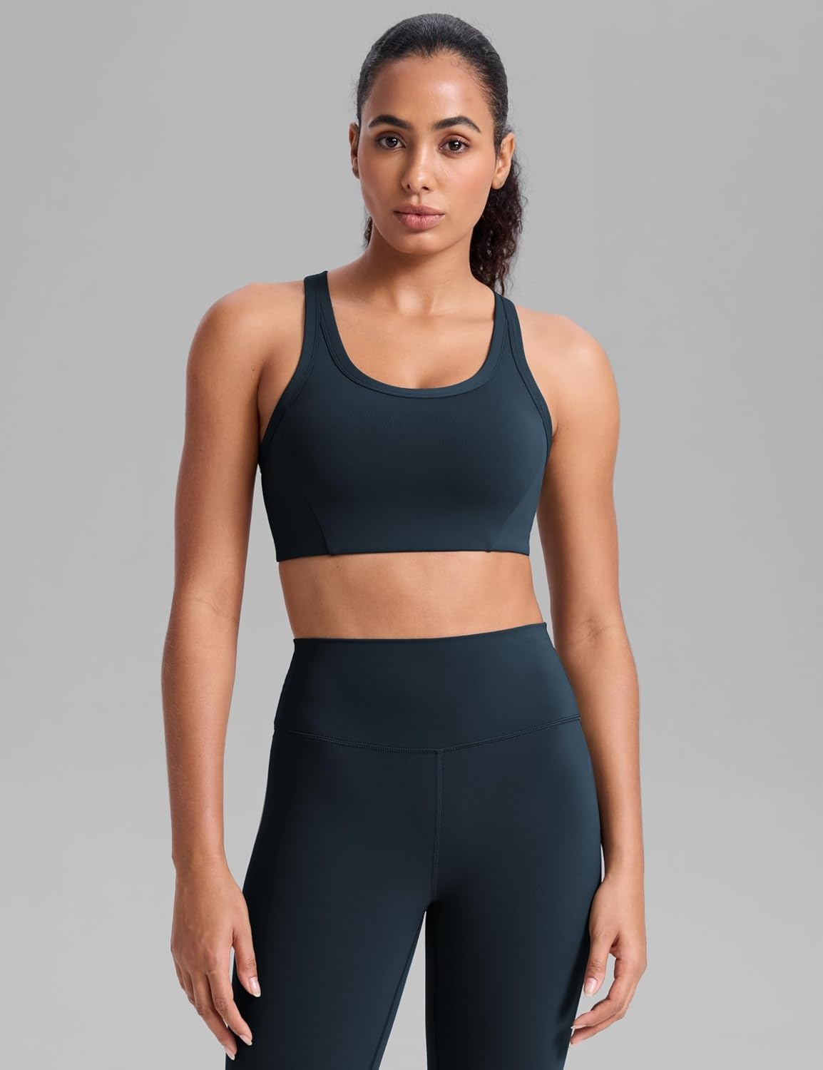 image:imageCRZ YOGA Butterbreeze Racerback Sports Bras for Women Training Medium Impact Padded U Neck Crop Gym TopsTrue Navy