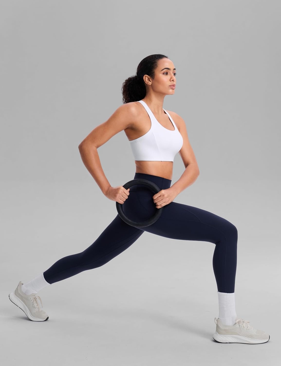 image:imageCRZ YOGA Butterbreeze Racerback Sports Bras for Women Training Medium Impact Padded U Neck Crop Gym TopsWhite