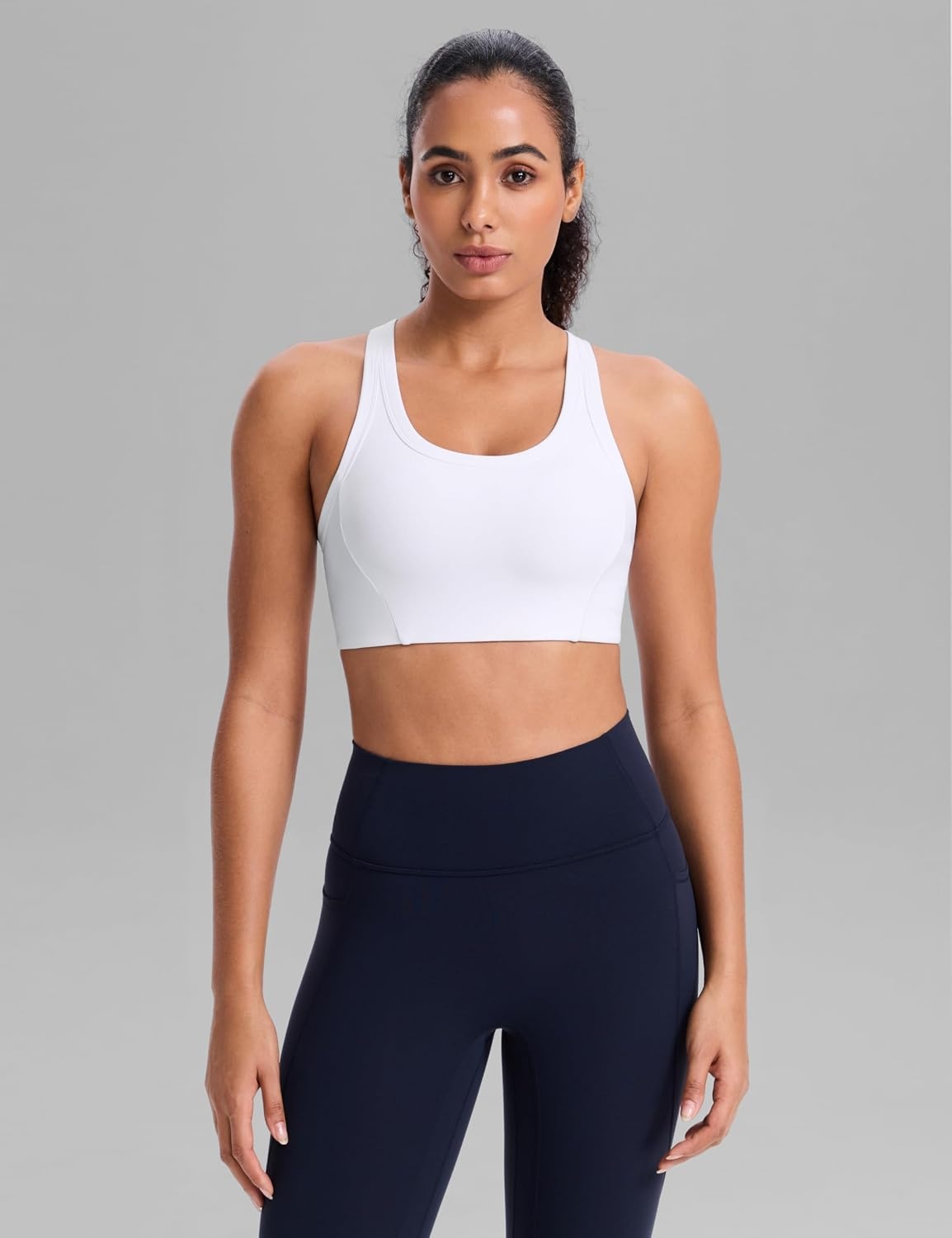 image:imageCRZ YOGA Butterbreeze Racerback Sports Bras for Women Training Medium Impact Padded U Neck Crop Gym TopsWhite