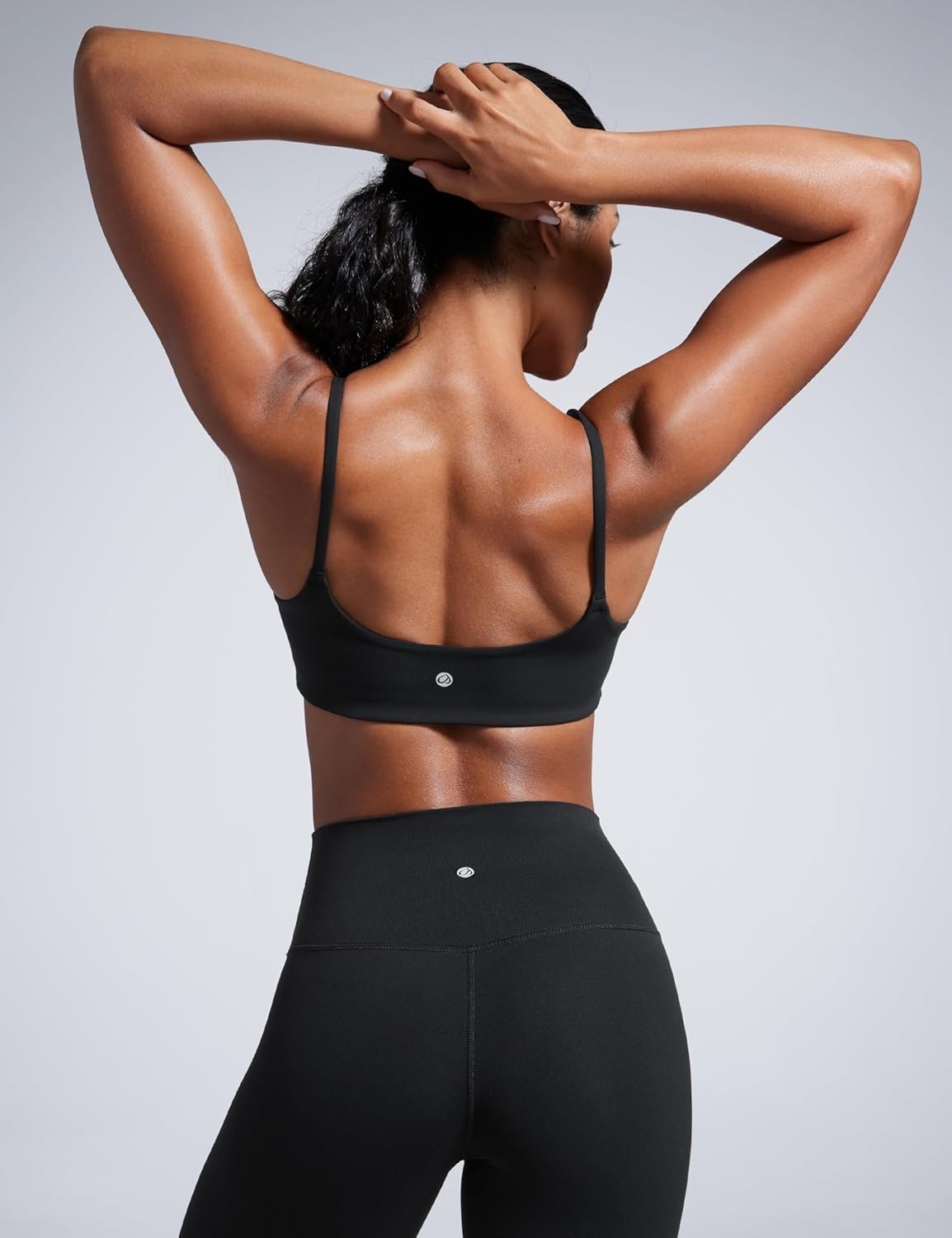 image:imageCRZ YOGA Butterbreeze Scoop Neck Sports Bras for Women Spaghetti Straps Wireless Workout Padded Gym Cami TopBlack