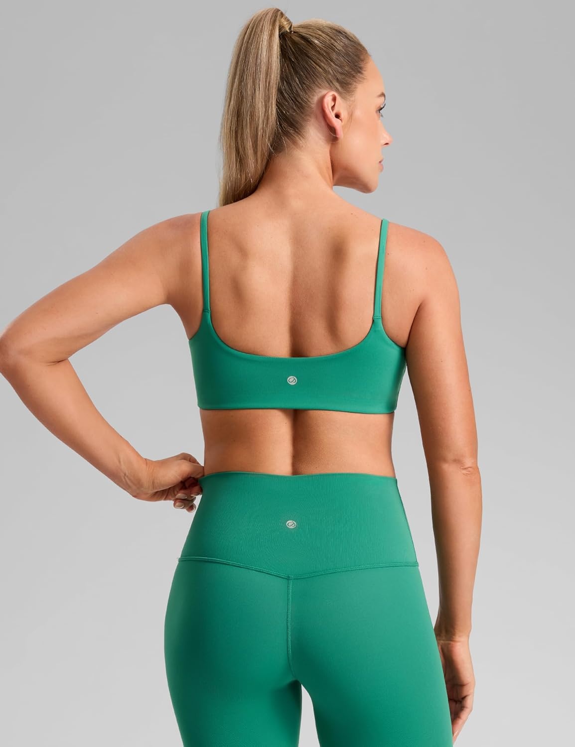 image:imageCRZ YOGA Butterbreeze Scoop Neck Sports Bras for Women Spaghetti Straps Wireless Workout Padded Gym Cami TopCascadia Green