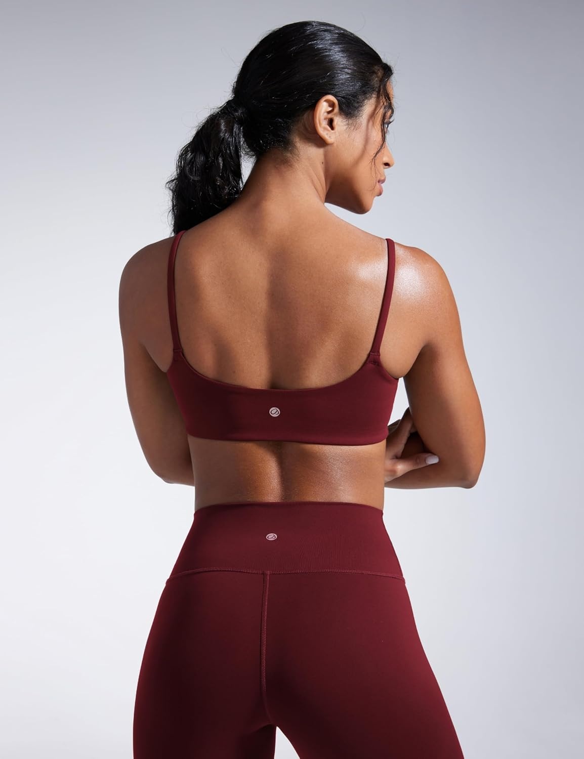 image:imageCRZ YOGA Butterbreeze Scoop Neck Sports Bras for Women Spaghetti Straps Wireless Workout Padded Gym Cami TopRed Merlot