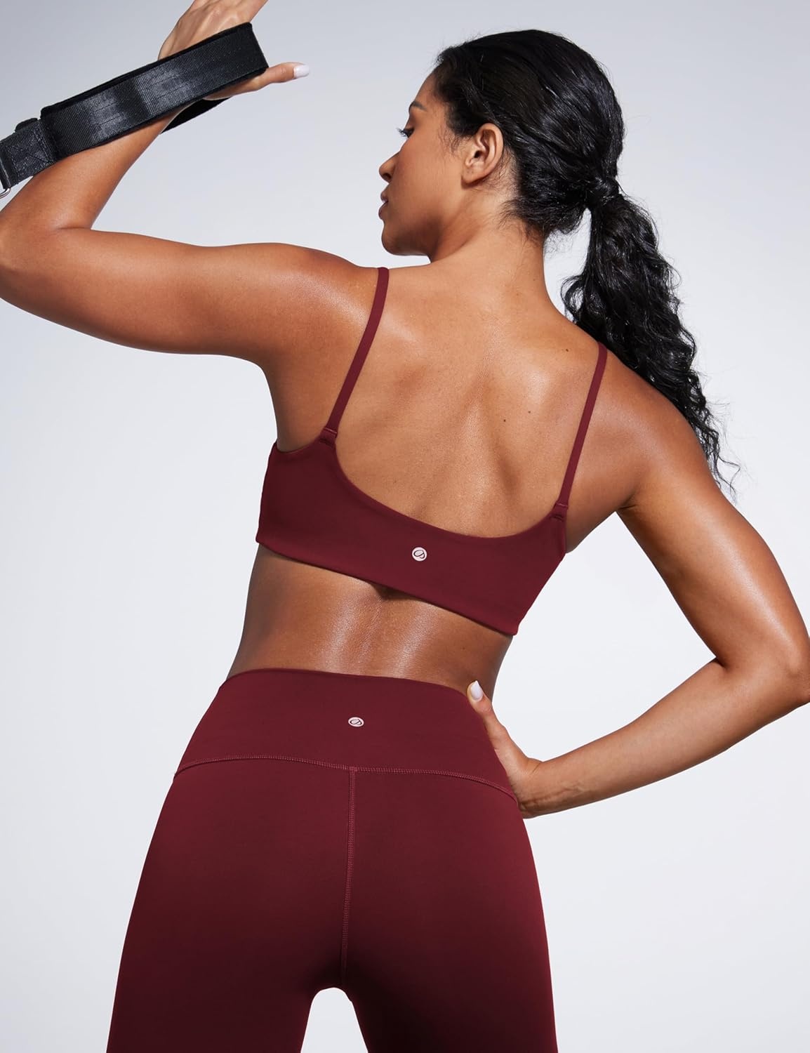 image:imageCRZ YOGA Butterbreeze Scoop Neck Sports Bras for Women Spaghetti Straps Wireless Workout Padded Gym Cami TopRed Merlot