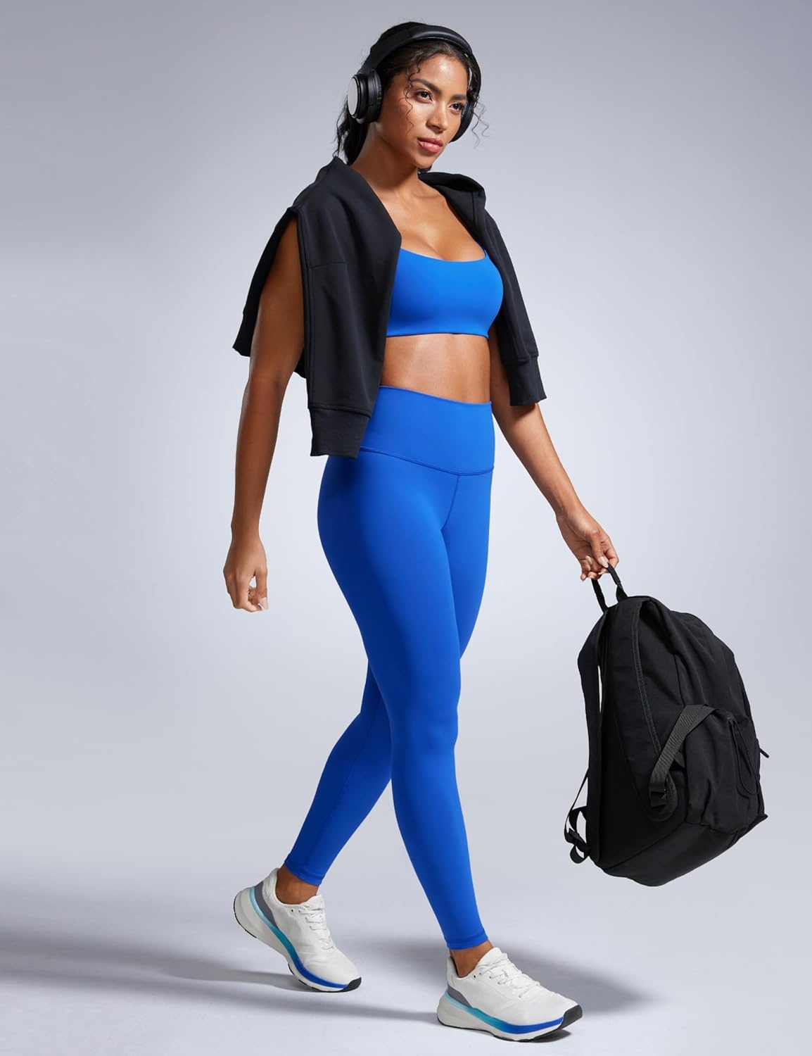 image:imageCRZ YOGA Butterbreeze Scoop Neck Sports Bras for Women Spaghetti Straps Wireless Workout Padded Gym Cami TopSparkle Blue