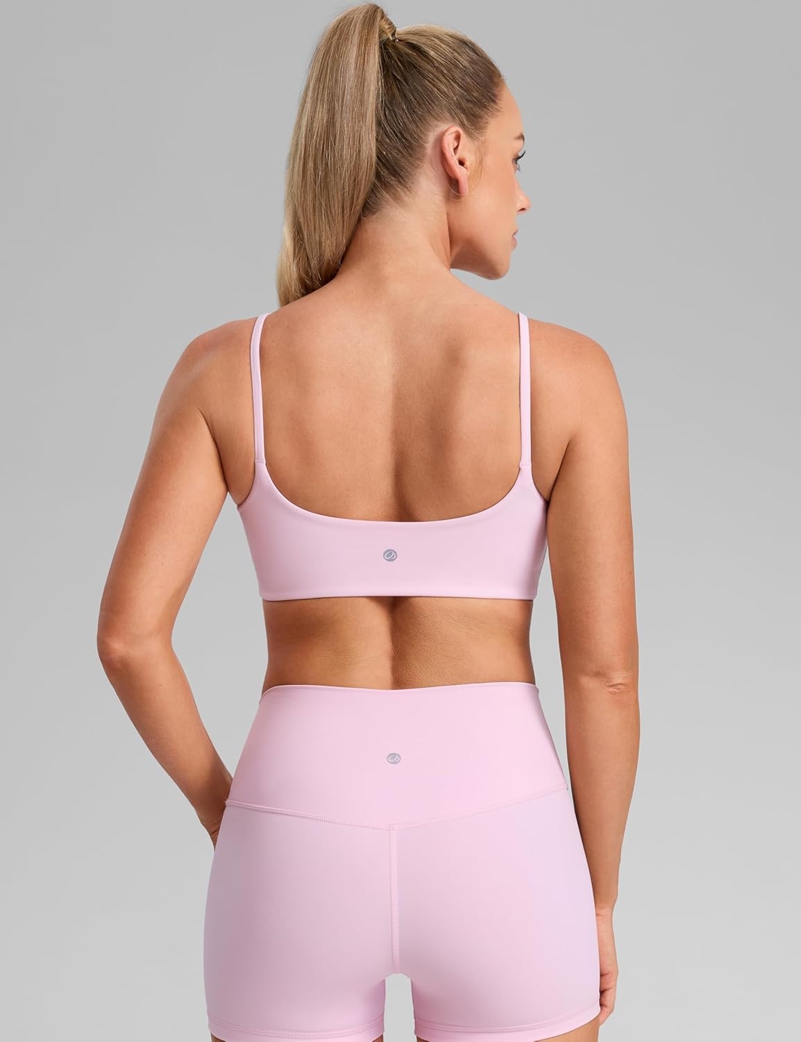 image:imageCRZ YOGA Butterbreeze Scoop Neck Sports Bras for Women Spaghetti Straps Wireless Workout Padded Gym Cami TopStrawberry Pink