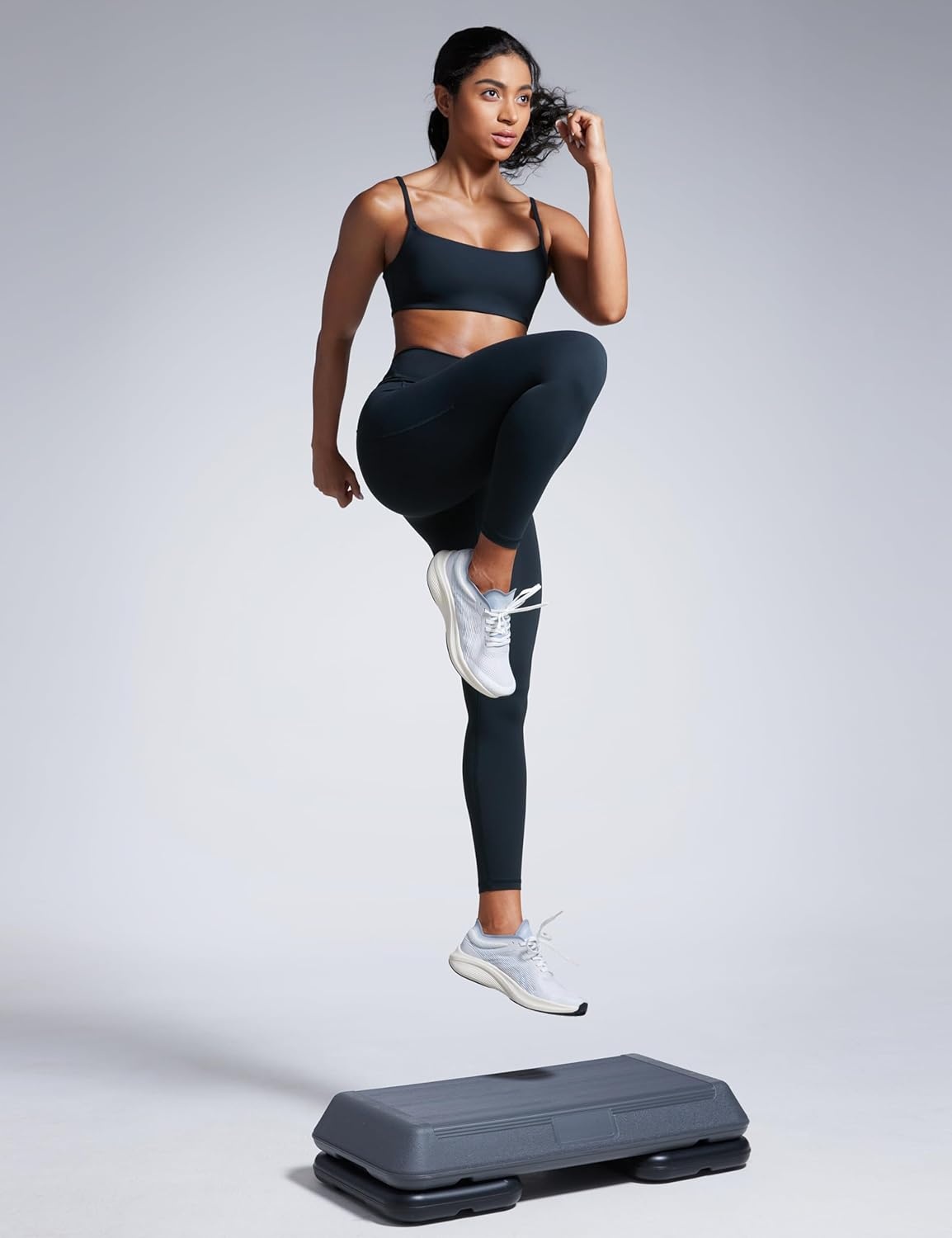 image:imageCRZ YOGA Butterbreeze Scoop Neck Sports Bras for Women Spaghetti Straps Wireless Workout Padded Gym Cami TopTrue Navy