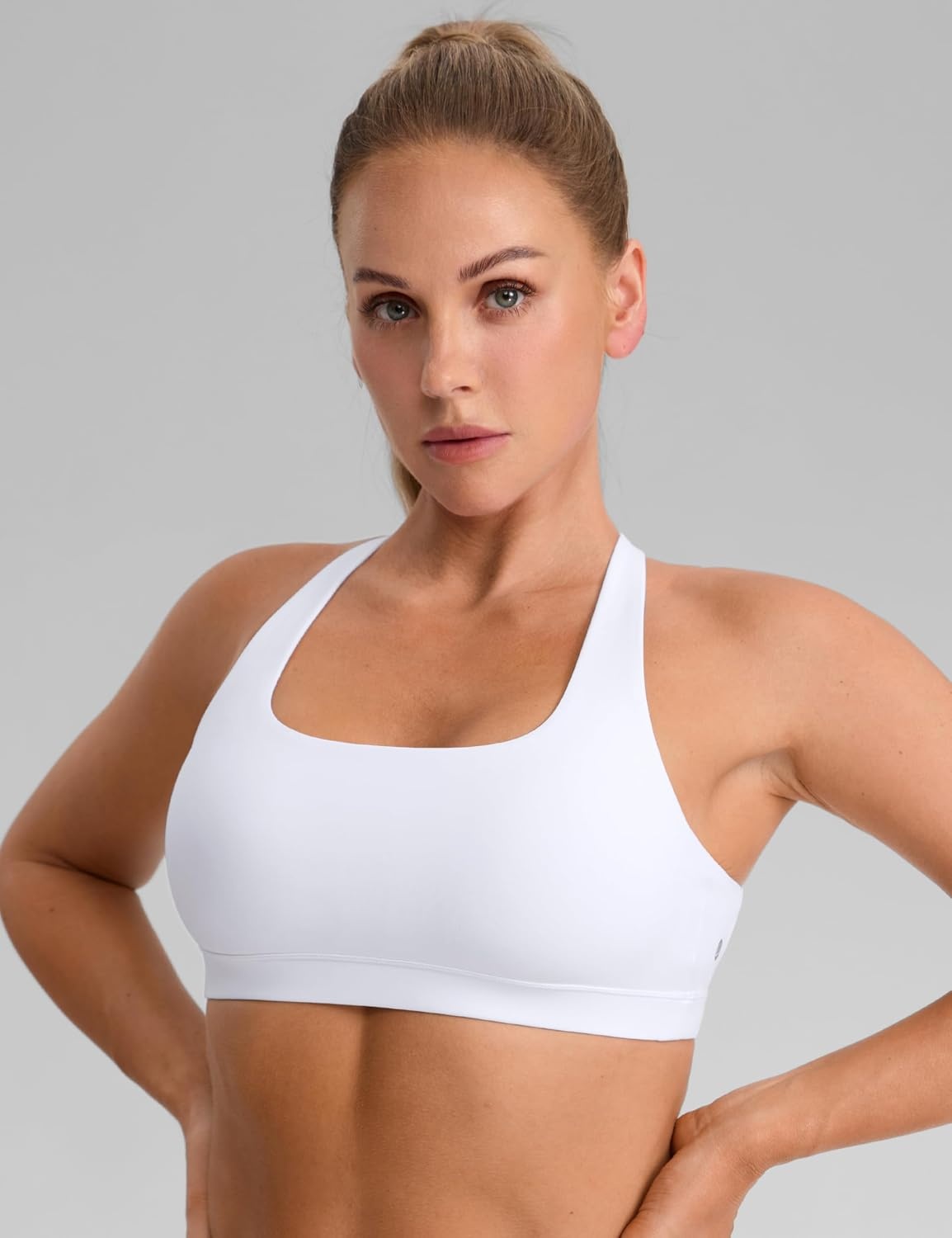image:imageCRZ YOGA Butterbreeze Square Neck Sports Bras for Women Strappy Thin Straps Workout Traning Padded Gym Halter Cami TopWhite