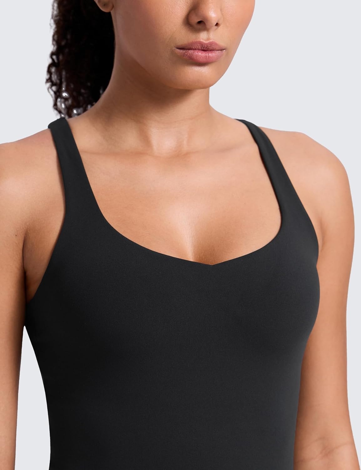 image:imageCRZ YOGA Butterlift Adjustable VBack Crop Tank Tops for Women Racerback V Neck Padded Longline Sports Bras Pilates WorkoutBlack