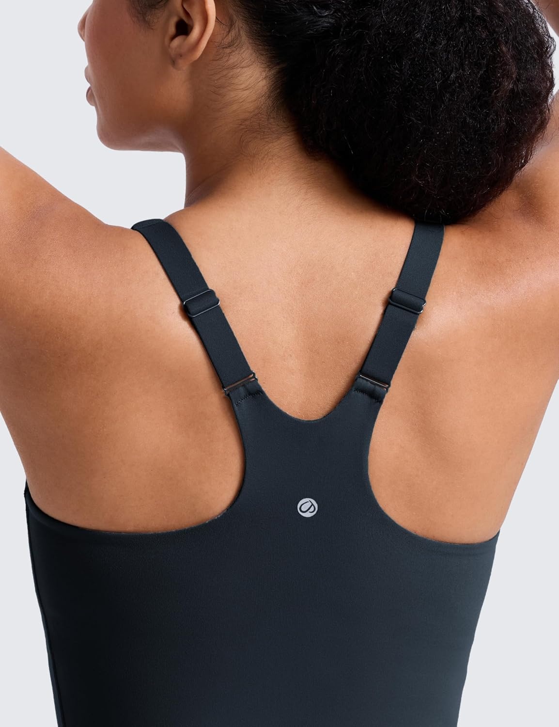 image:imageCRZ YOGA Butterlift Adjustable VBack Crop Tank Tops for Women Racerback V Neck Padded Longline Sports Bras Pilates WorkoutTrue Navy