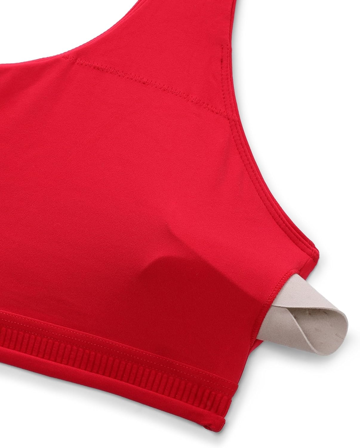 image:imageCRZ YOGA Butterlift Asymmetric Straps Sports Bras for Women Medium Impact Padded Pilates Workout Gym Crop TopAurora Red