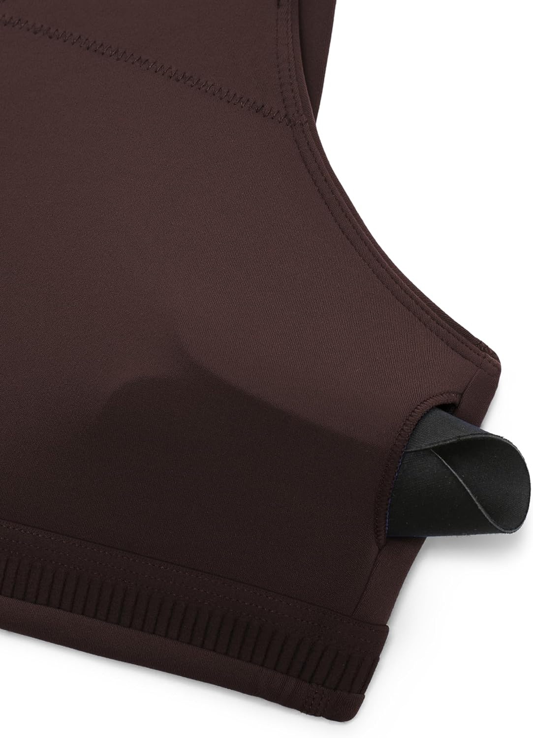 image:imageCRZ YOGA Butterlift Asymmetric Straps Sports Bras for Women Medium Impact Padded Pilates Workout Gym Crop TopHot Fudge Brown