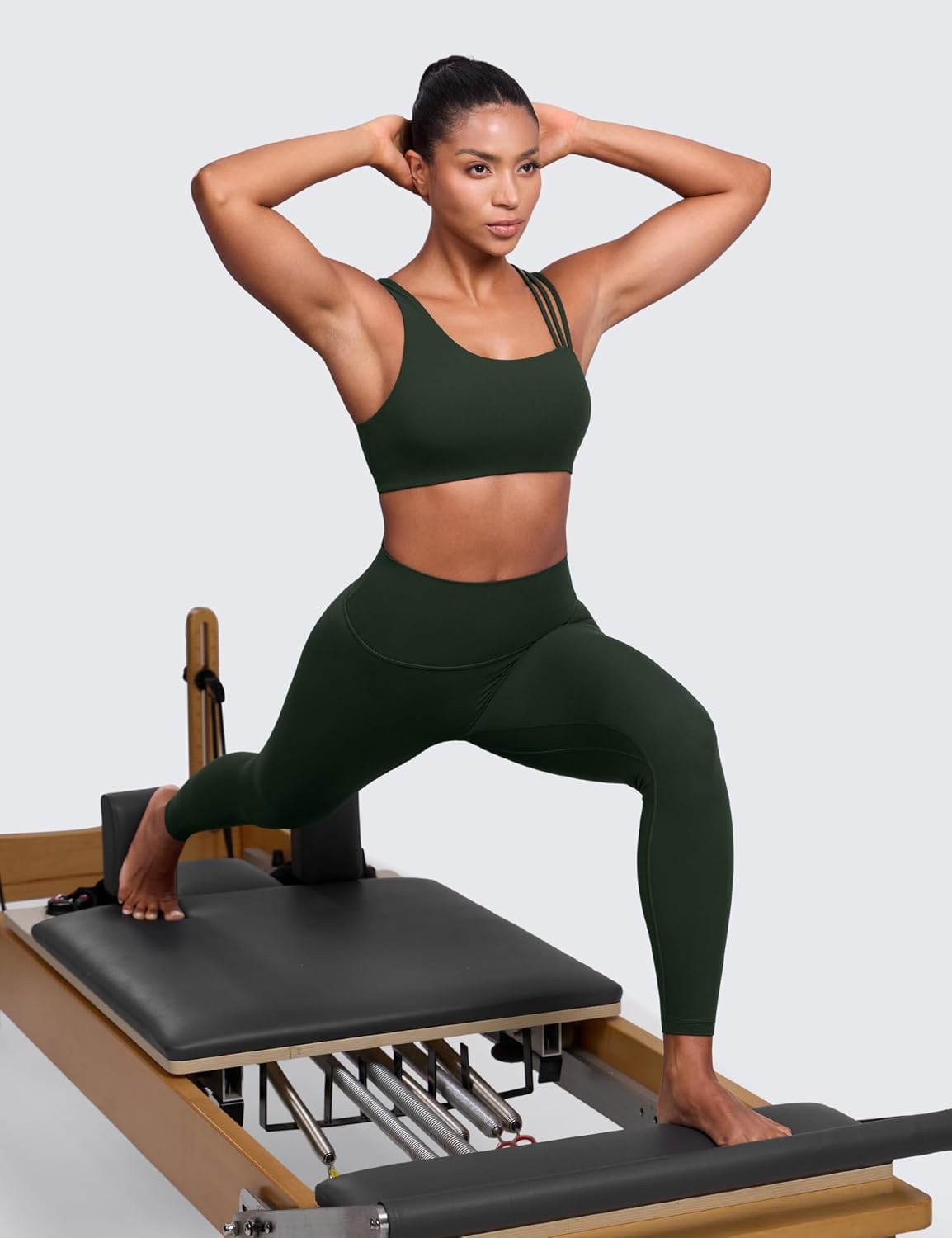 image:imageCRZ YOGA Butterlift Asymmetric Straps Sports Bras for Women Medium Impact Padded Pilates Workout Gym Crop TopLegend Green