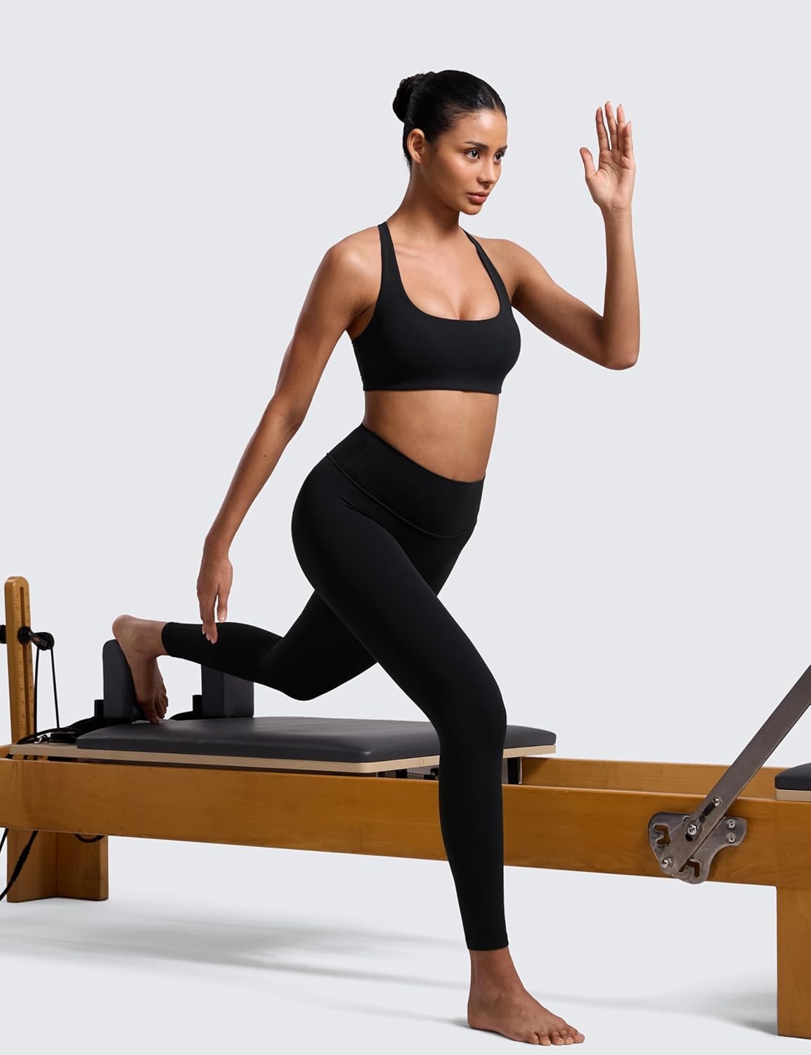 image:imageCRZ YOGA Butterlift Cross Back Sports Bras for Women Scoop Neck Adjustable Straps Wireless Padded Pilates Workout TopBlack