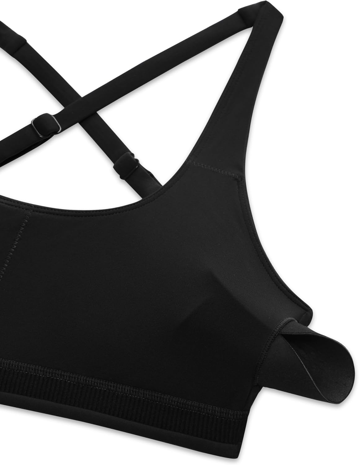 image:imageCRZ YOGA Butterlift Cross Back Sports Bras for Women Scoop Neck Adjustable Straps Wireless Padded Pilates Workout TopBlack