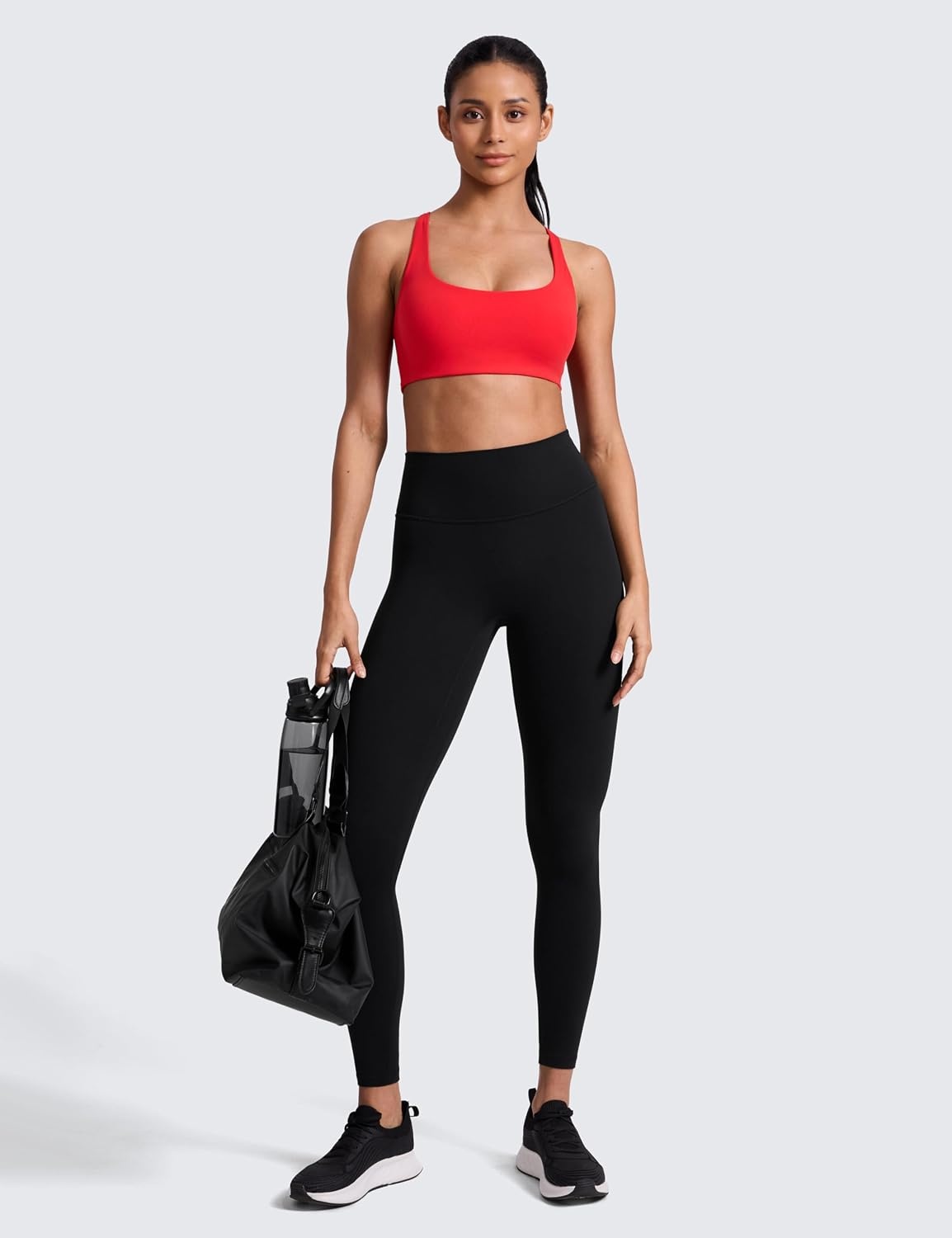 image:imageCRZ YOGA Butterlift Cross Back Sports Bras for Women Scoop Neck Adjustable Straps Wireless Padded Pilates Workout TopDeep Red