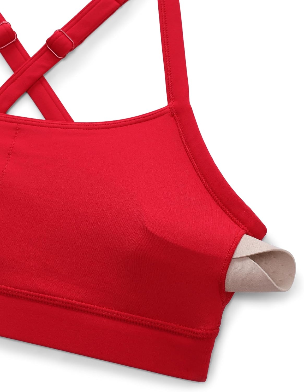 image:imageCRZ YOGA Butterlift CutOut Cross Back Sports Bras for Women Medium Impact Adjustable Thin Straps Pilates Padded Gym TopsAurora Red