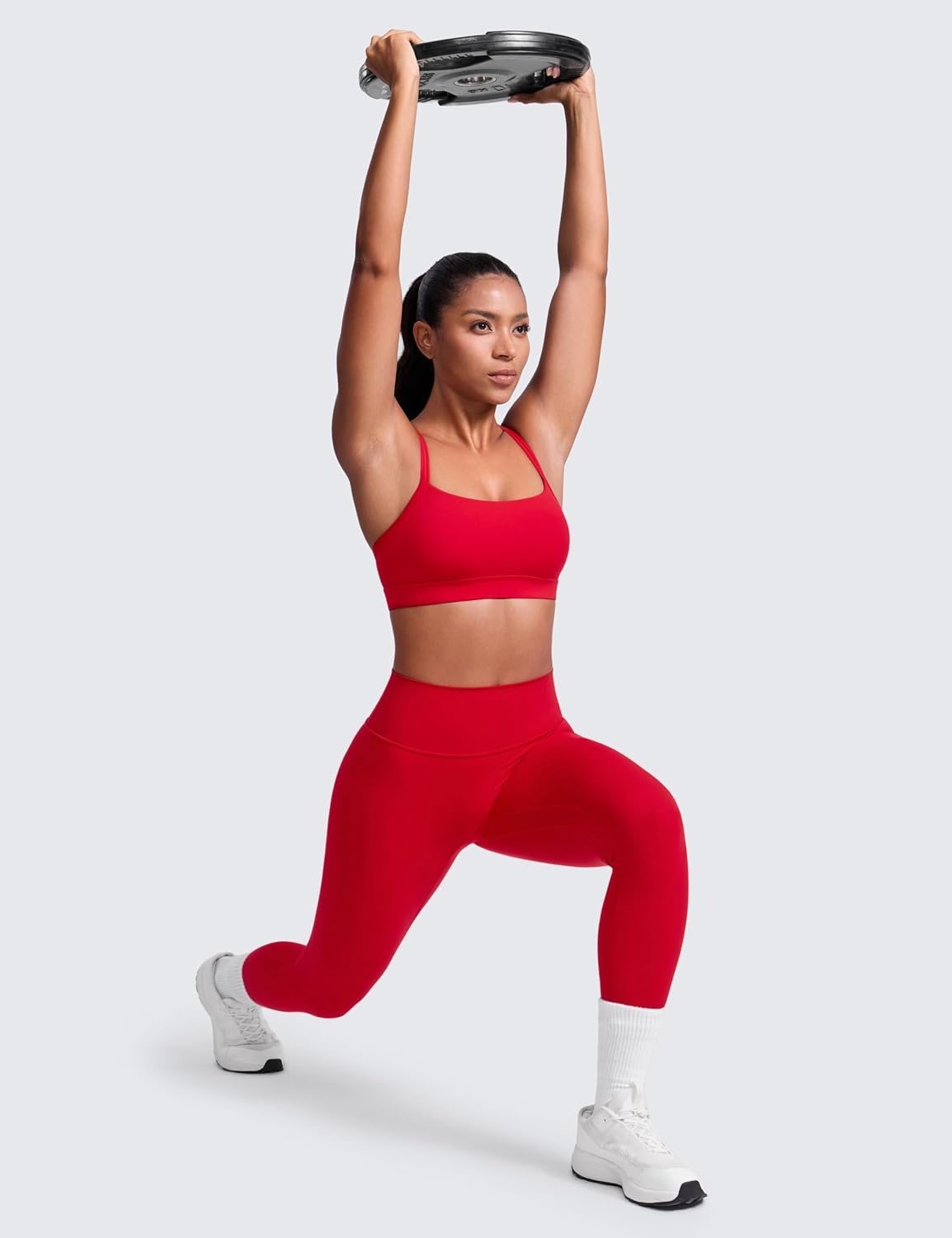 image:imageCRZ YOGA Butterlift CutOut Cross Back Sports Bras for Women Medium Impact Adjustable Thin Straps Pilates Padded Gym TopsAurora Red