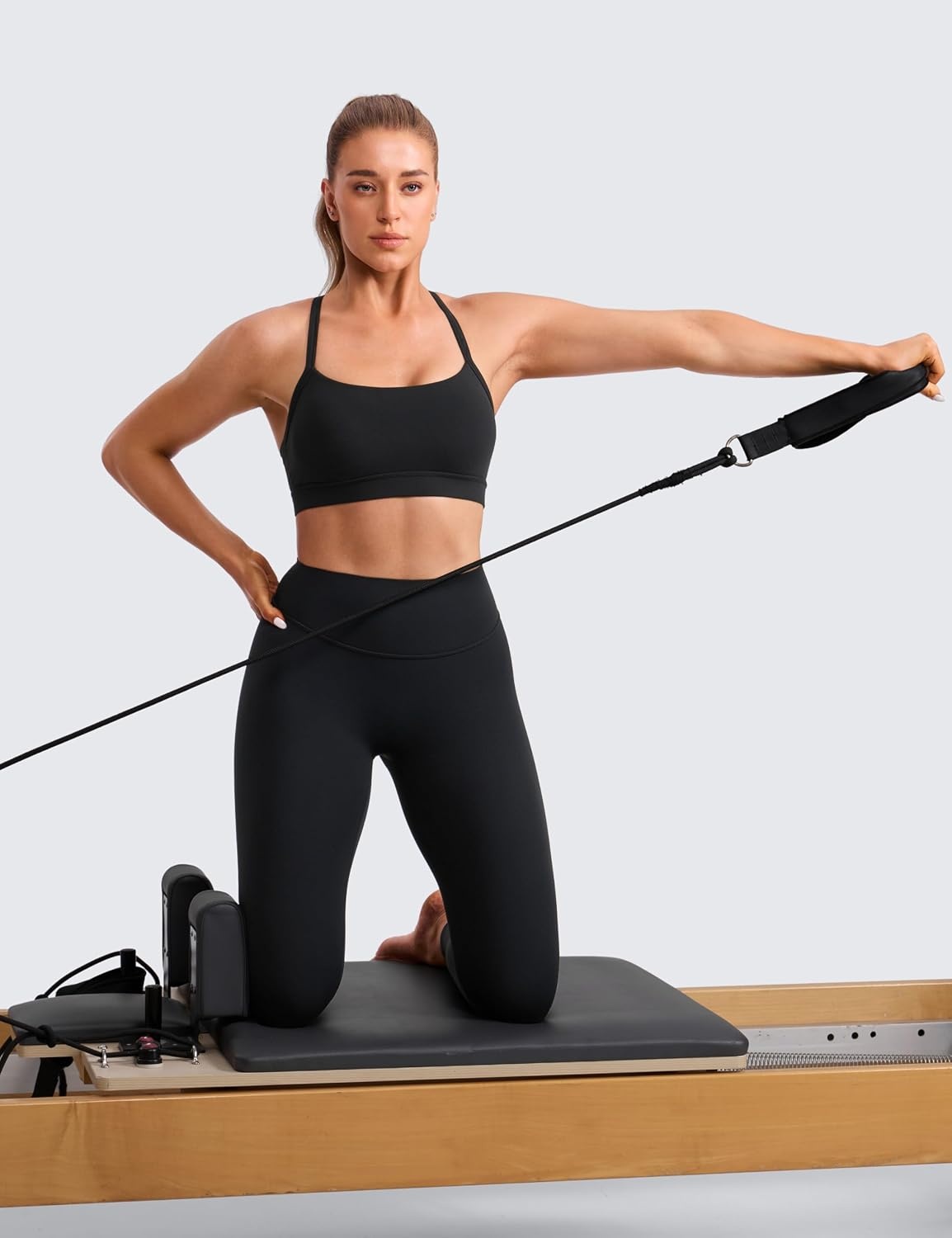 image:imageCRZ YOGA Butterlift CutOut Cross Back Sports Bras for Women Medium Impact Adjustable Thin Straps Pilates Padded Gym TopsBlack