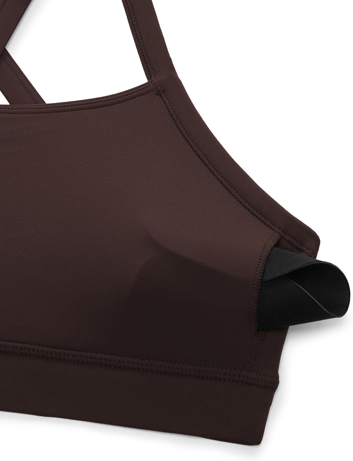 image:imageCRZ YOGA Butterlift CutOut Cross Back Sports Bras for Women Medium Impact Adjustable Thin Straps Pilates Padded Gym TopsHot Fudge Brown