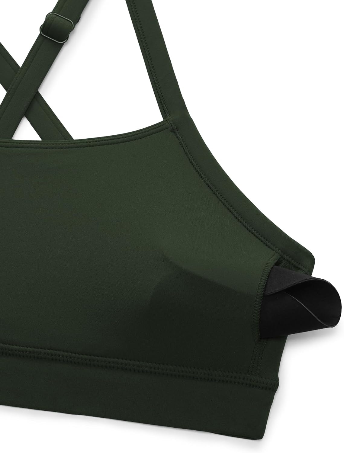 image:imageCRZ YOGA Butterlift CutOut Cross Back Sports Bras for Women Medium Impact Adjustable Thin Straps Pilates Padded Gym TopsLegend Green