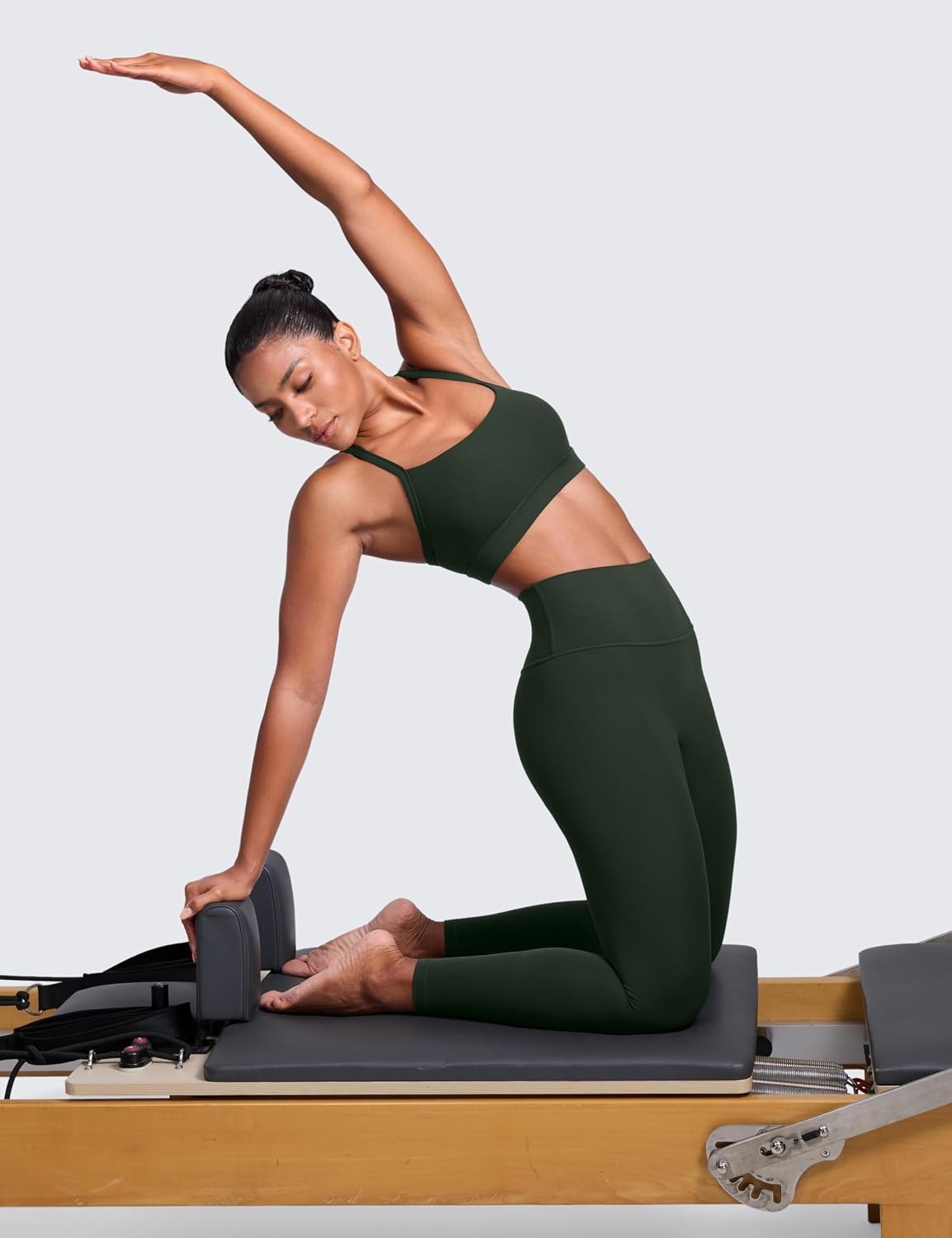 image:imageCRZ YOGA Butterlift CutOut Cross Back Sports Bras for Women Medium Impact Adjustable Thin Straps Pilates Padded Gym TopsLegend Green