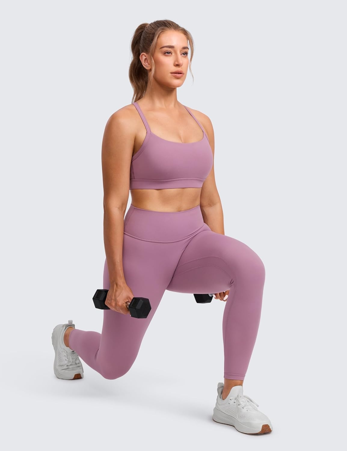 image:imageCRZ YOGA Butterlift CutOut Cross Back Sports Bras for Women Medium Impact Adjustable Thin Straps Pilates Padded Gym TopsLight Lavender