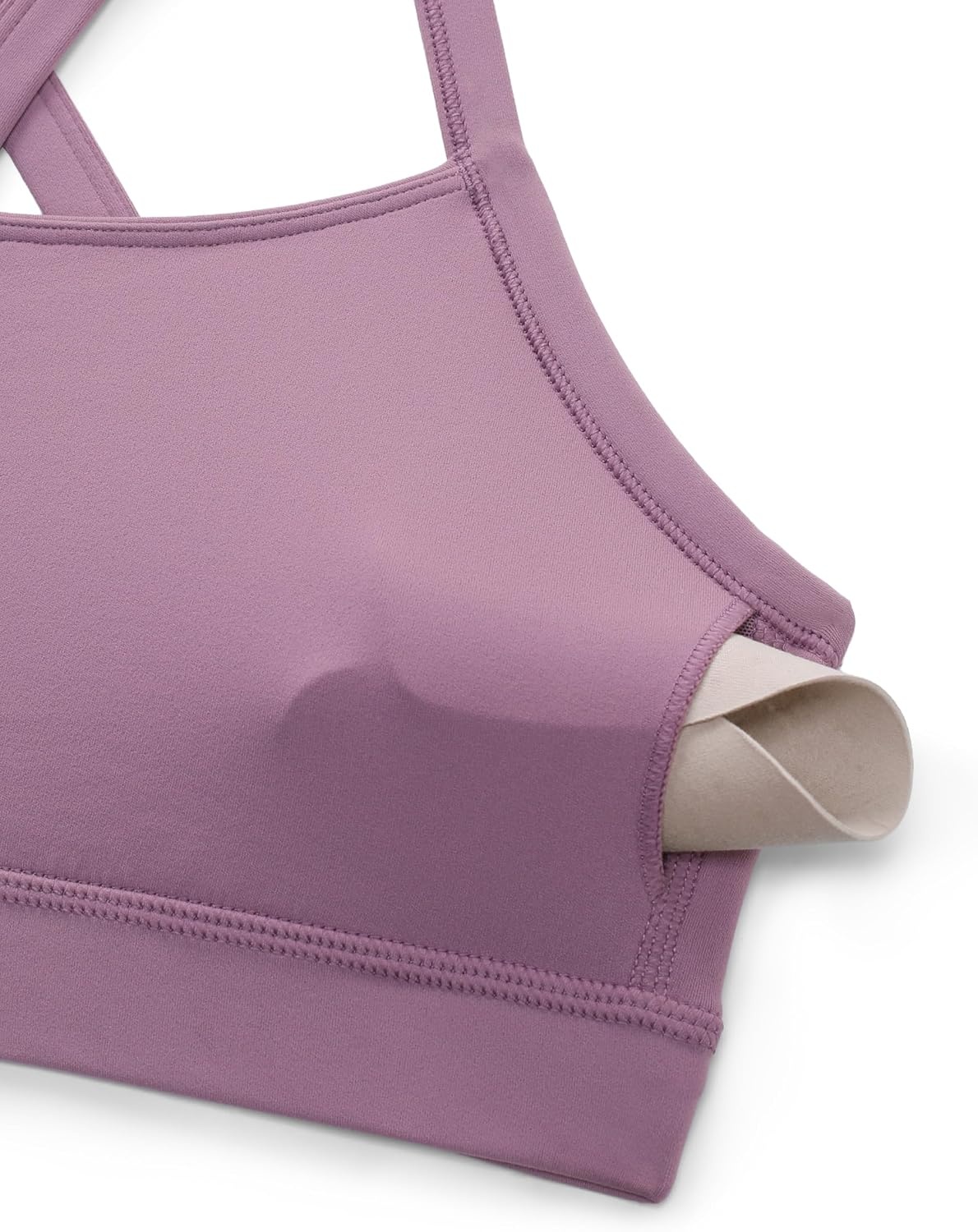 image:imageCRZ YOGA Butterlift CutOut Cross Back Sports Bras for Women Medium Impact Adjustable Thin Straps Pilates Padded Gym TopsLight Lavender