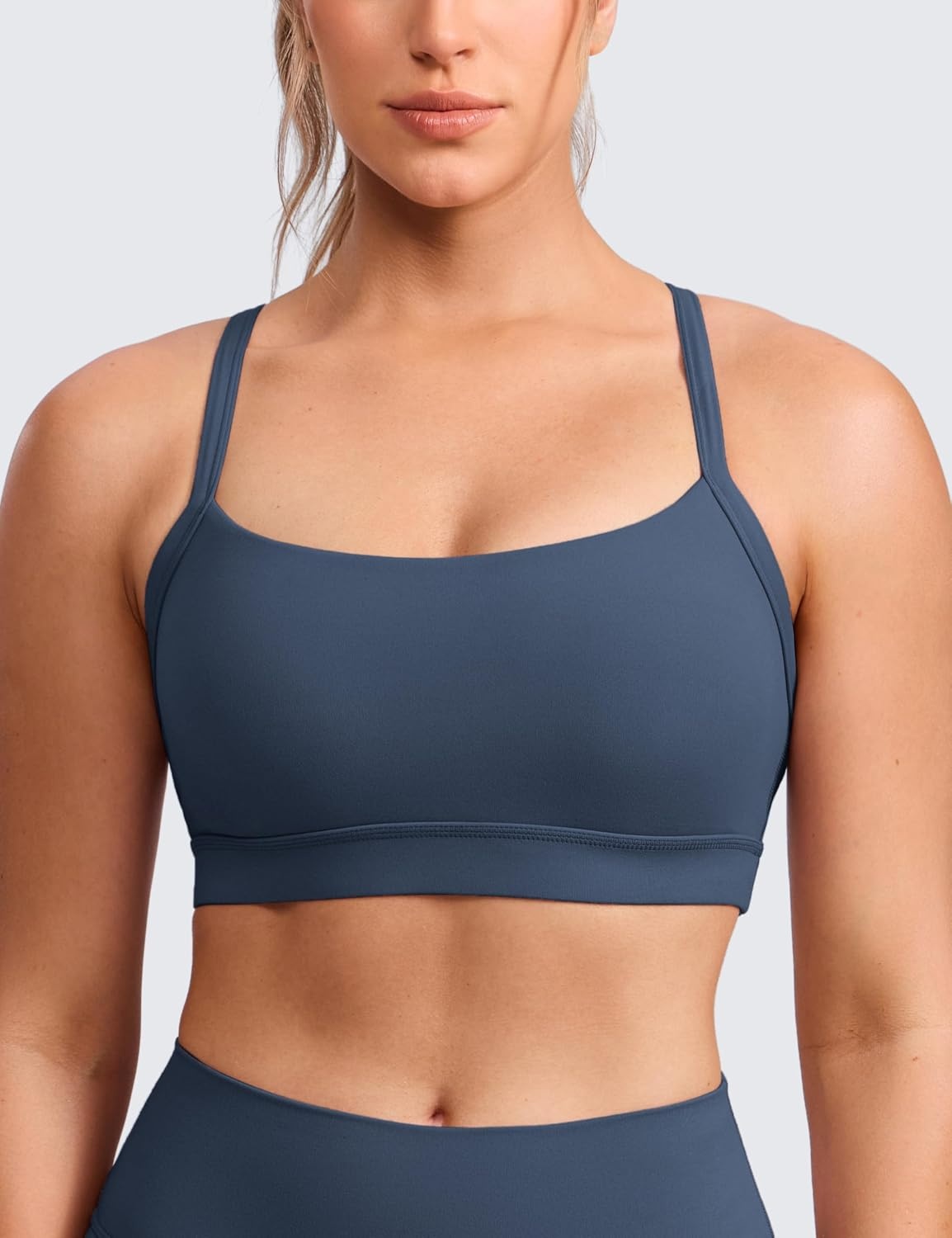 image:imageCRZ YOGA Butterlift CutOut Cross Back Sports Bras for Women Medium Impact Adjustable Thin Straps Pilates Padded Gym TopsStelindigo