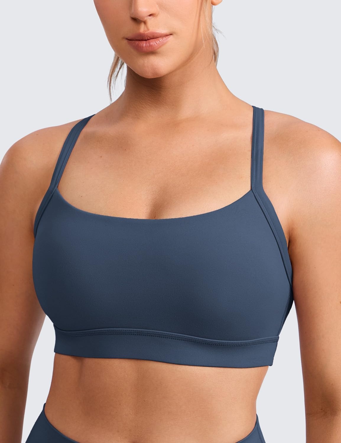 image:imageCRZ YOGA Butterlift CutOut Cross Back Sports Bras for Women Medium Impact Adjustable Thin Straps Pilates Padded Gym TopsStelindigo