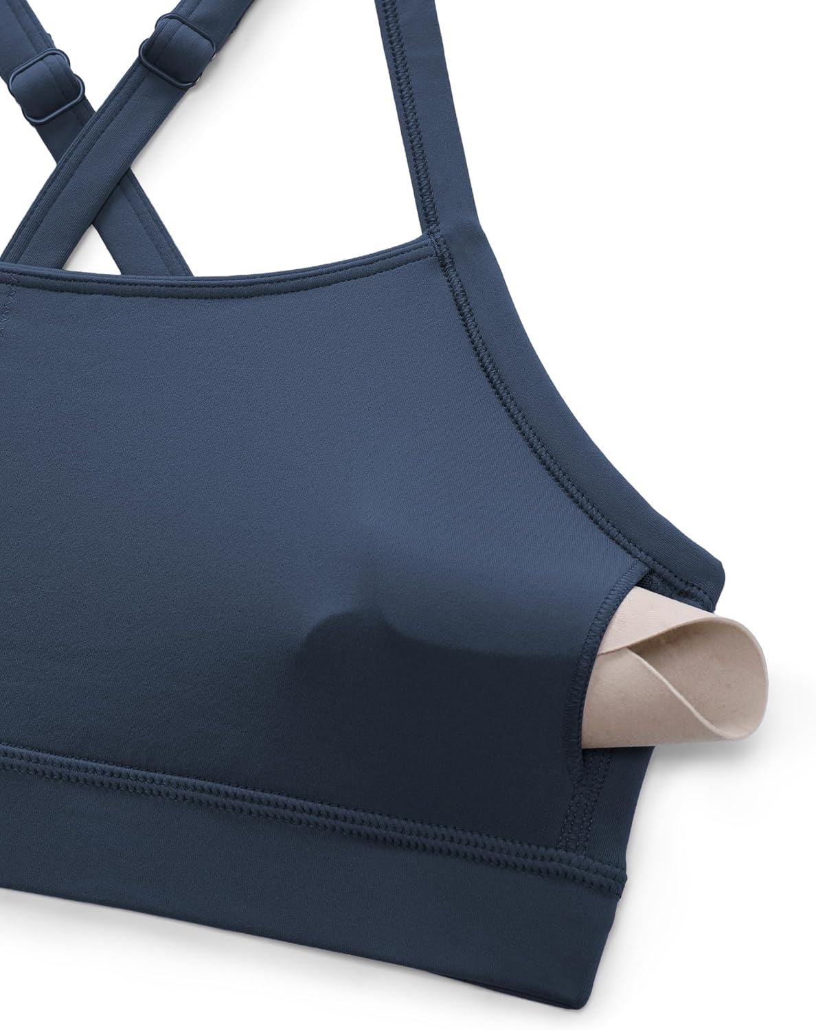 image:imageCRZ YOGA Butterlift CutOut Cross Back Sports Bras for Women Medium Impact Adjustable Thin Straps Pilates Padded Gym TopsStelindigo