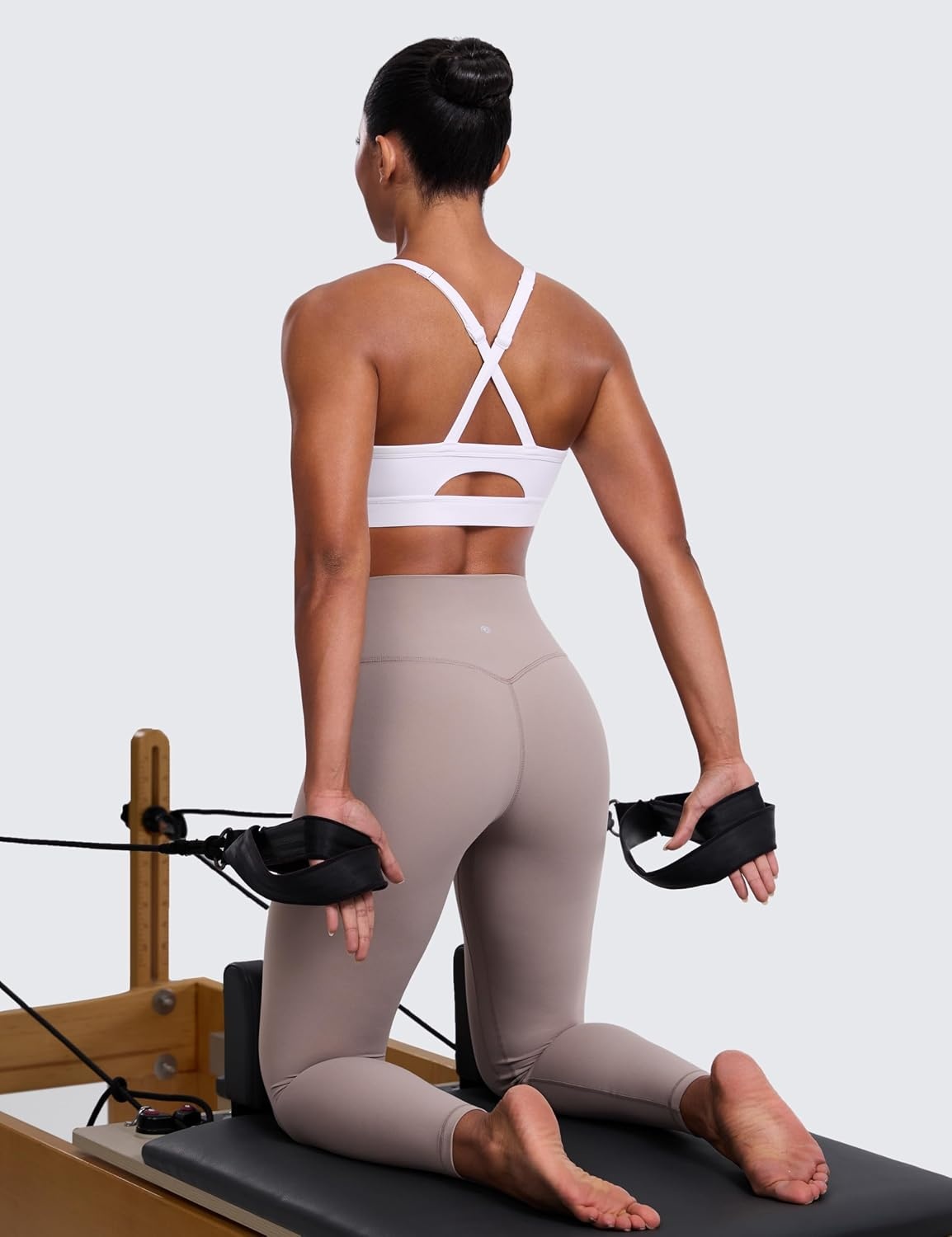 image:imageCRZ YOGA Butterlift CutOut Cross Back Sports Bras for Women Medium Impact Adjustable Thin Straps Pilates Padded Gym TopsWhite