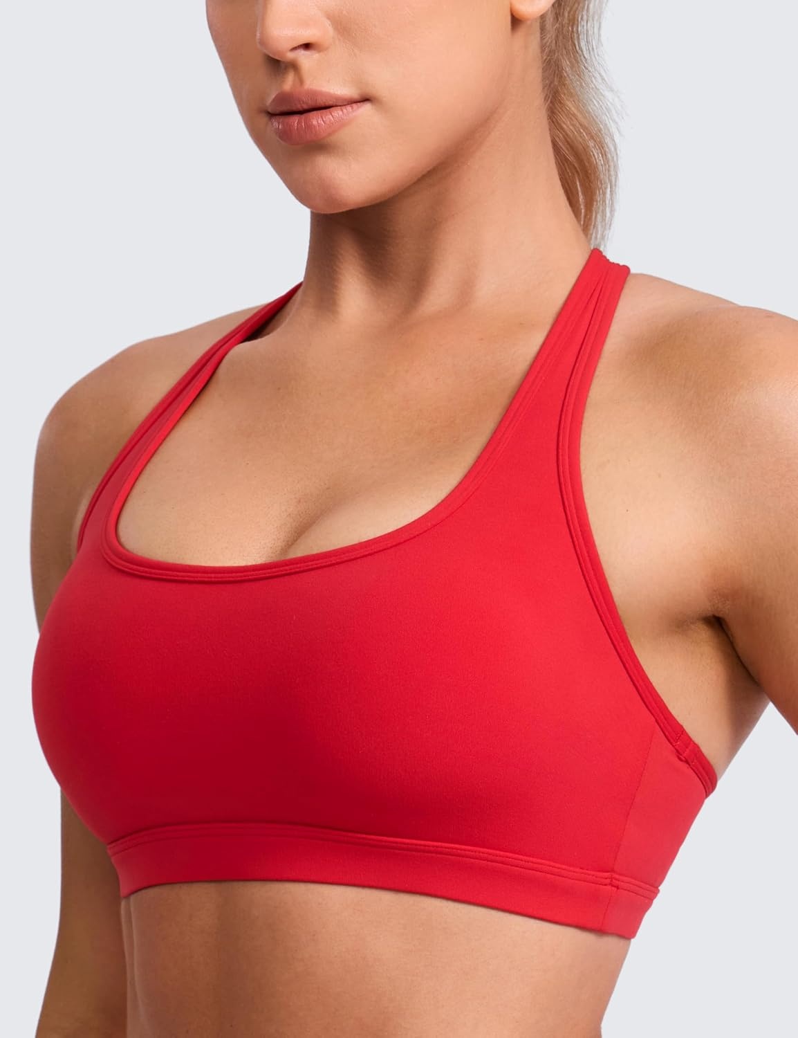 image:imageCRZ YOGA Butterlift CutOut Racerback Sports Bras for Women Scoop Neck Medium Impact Padded Pilates Gym Workout TopAurora Red