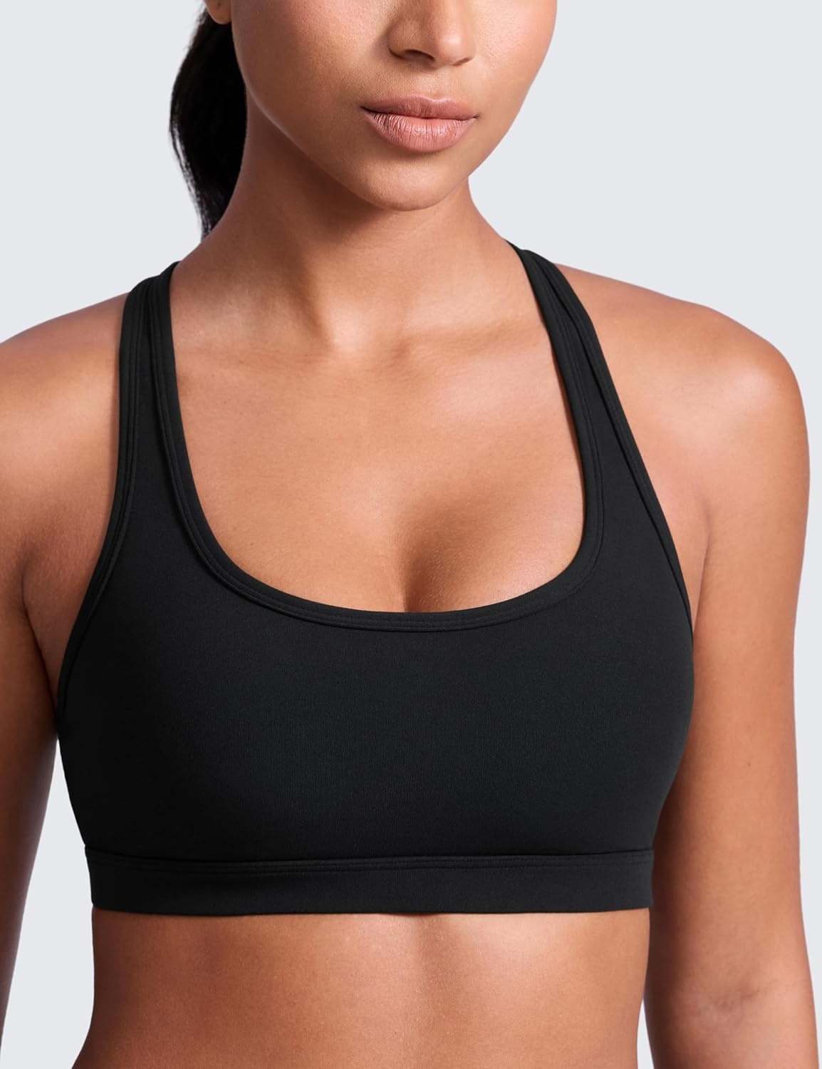 image:imageCRZ YOGA Butterlift CutOut Racerback Sports Bras for Women Scoop Neck Medium Impact Padded Pilates Gym Workout TopBlack