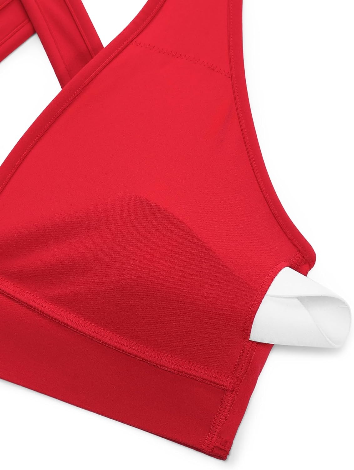 image:imageCRZ YOGA Butterlift Deep V Neck Sports Bras for Women Padded Gym Wide Straps CutOut Cross Back Crop Pilates Workout TopAurora Red